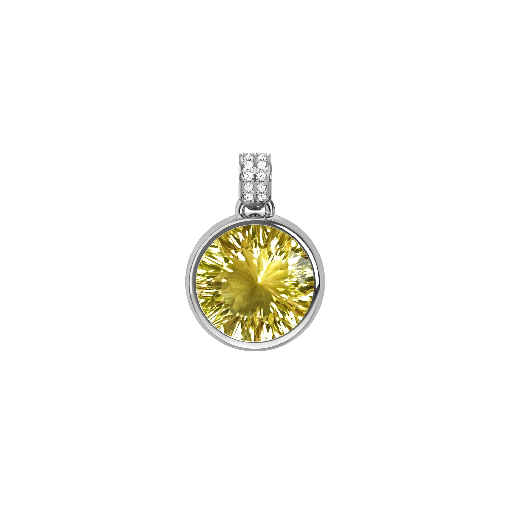 Jamestown Lemon Verbena Quartz Pendant with Diamond Bail in 14k Gold (August) - Image 5
