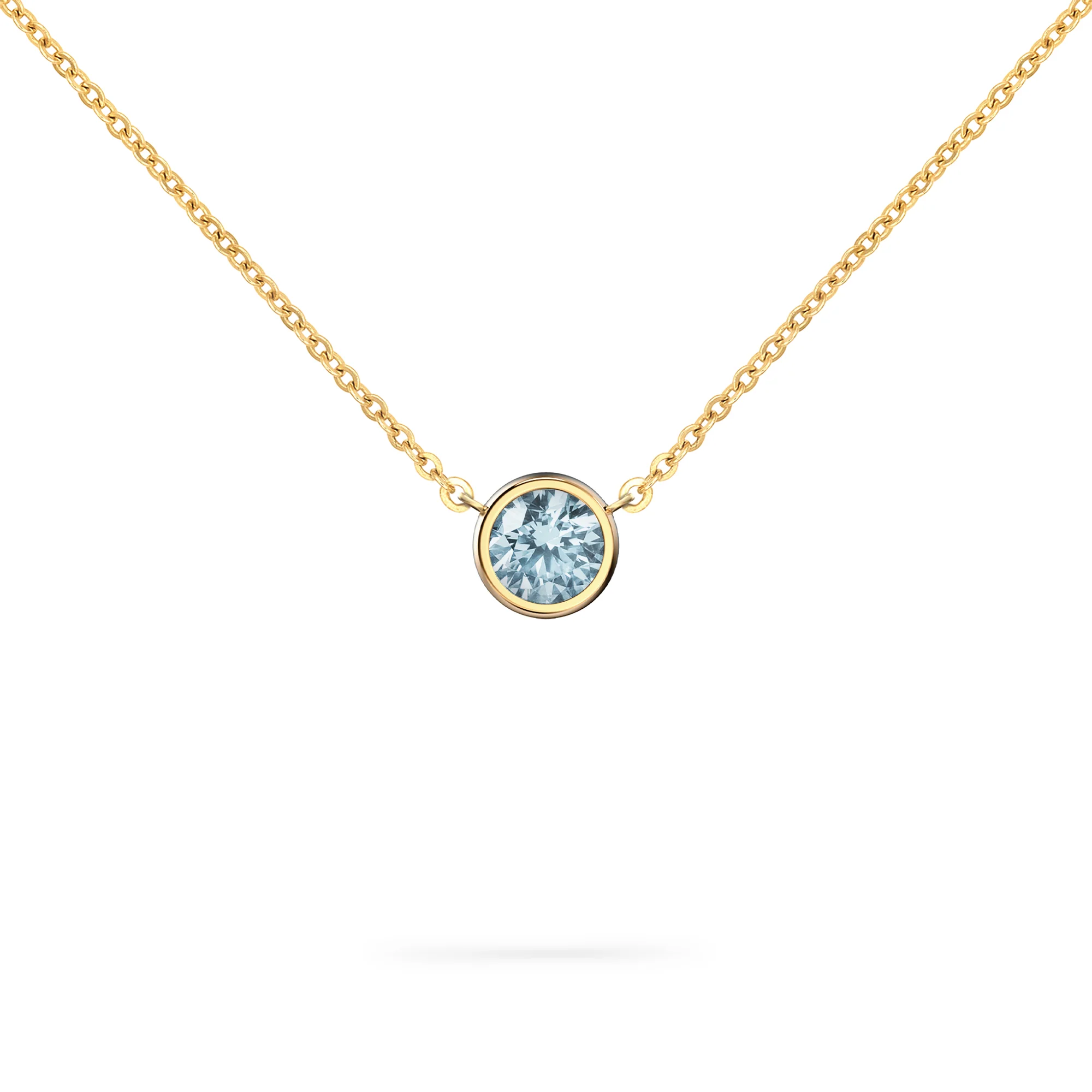 Jamestown Nantucket Blue Topaz Solitaire Necklace in 14k Gold (December)