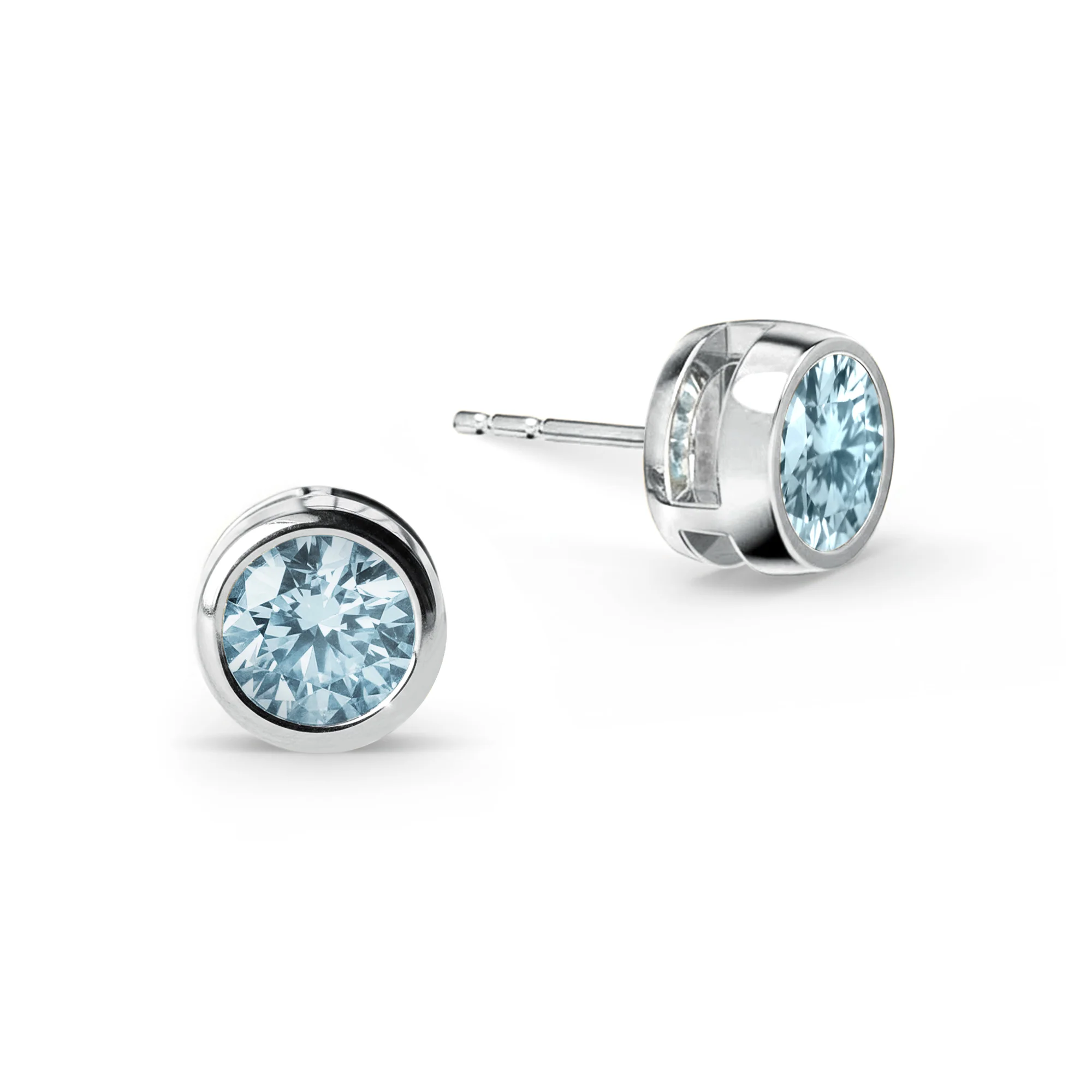 Jamestown Nantucket Blue Topaz Stud Earrings in 14k Gold (December) - Image 4