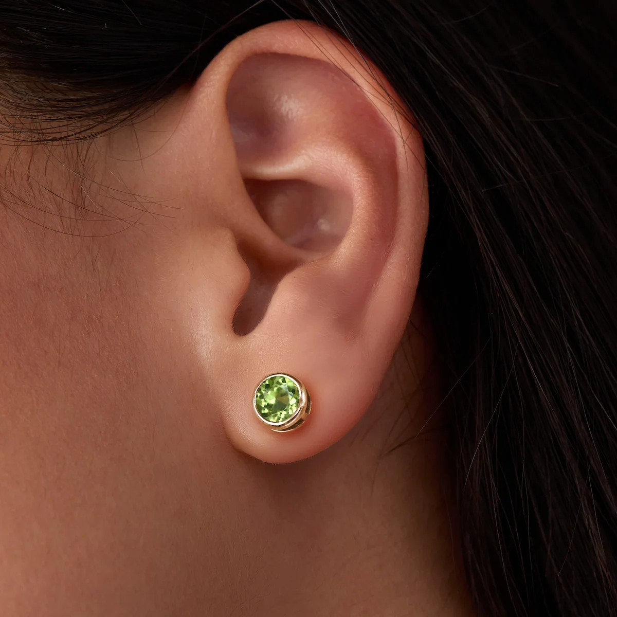 Jamestown Peridot Stud Earrings in 14k Gold (August) - Image 6
