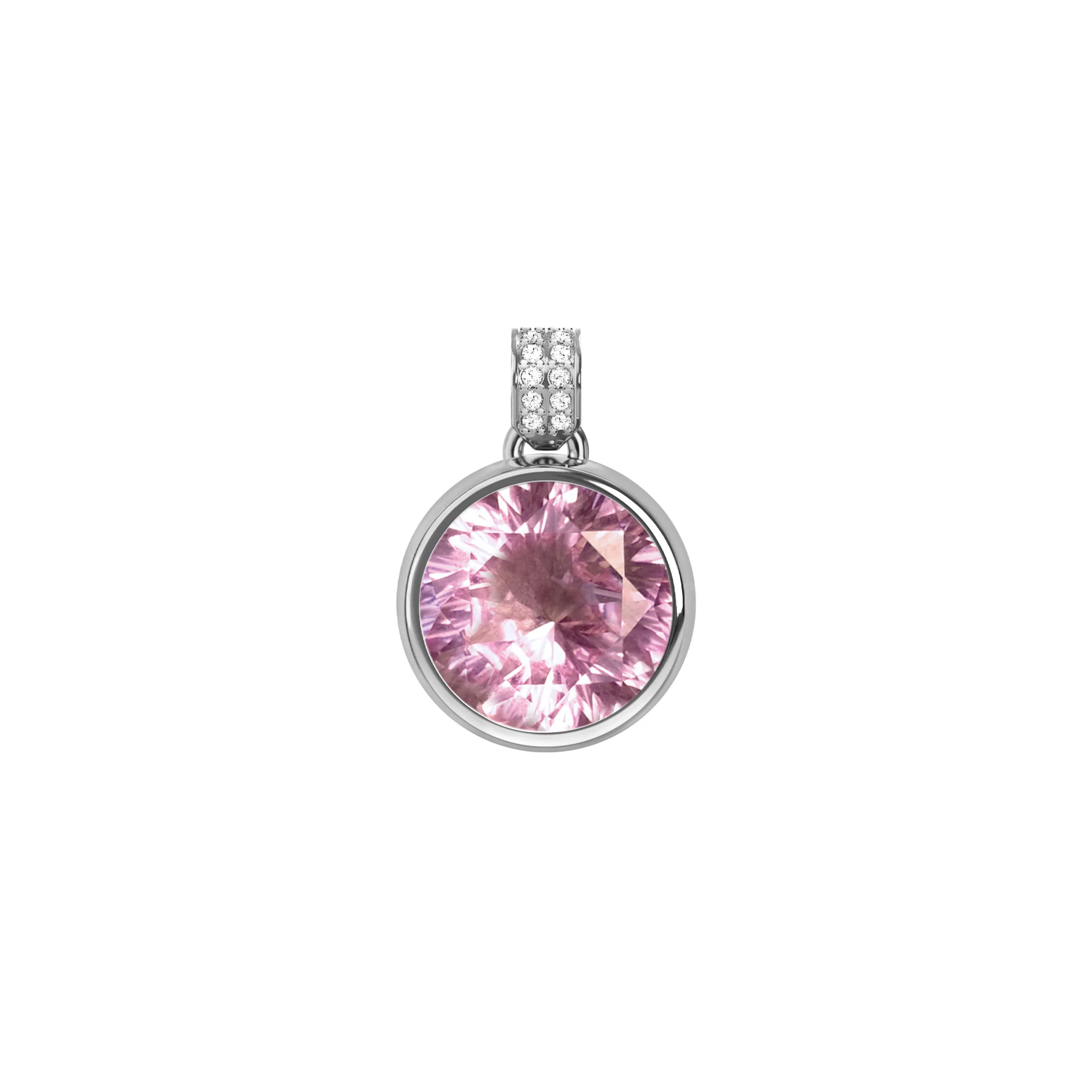 Jamestown Pink Sapphire Pendant with Diamond Bail in 14k Gold (October) - Image 5