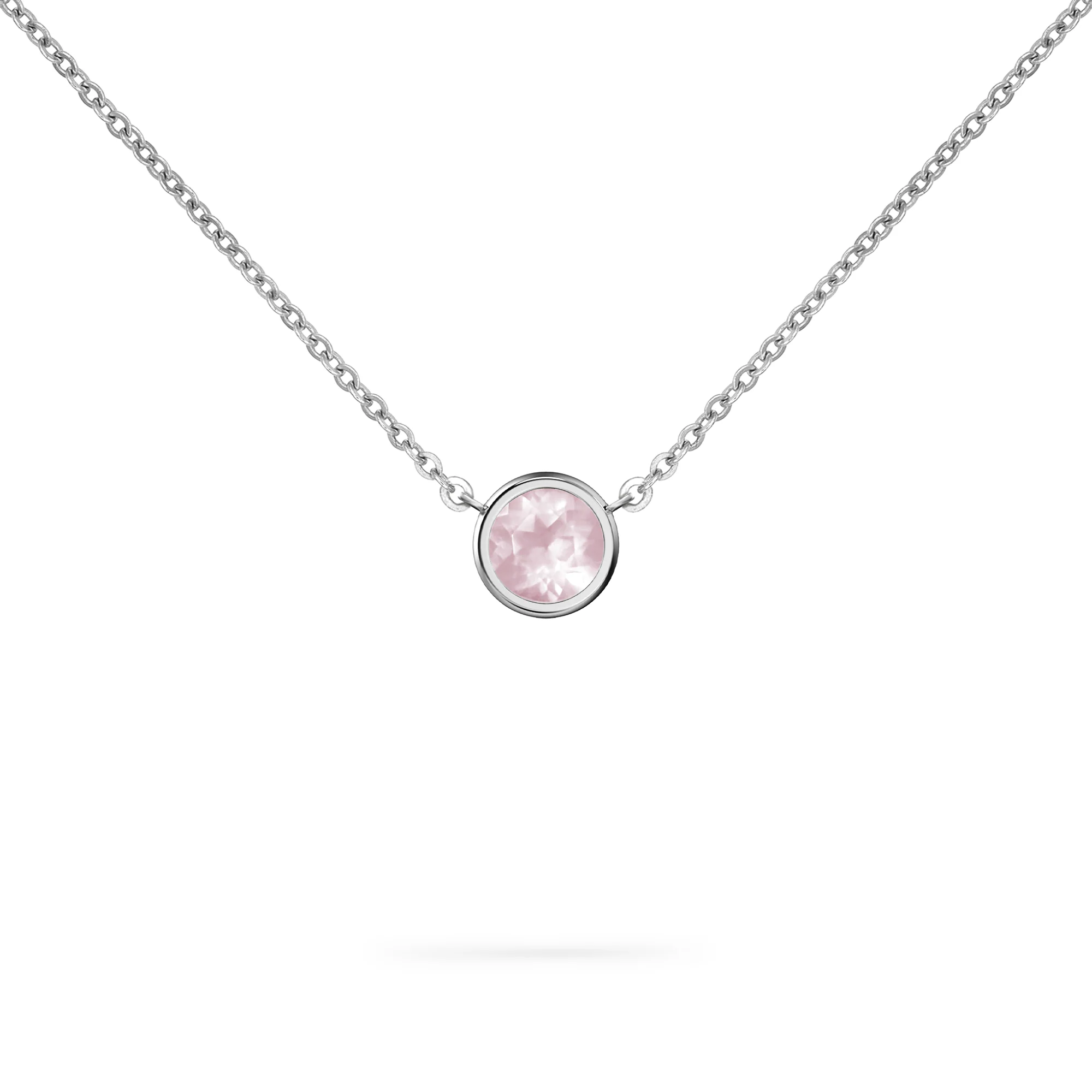Jamestown Rose Quartz Solitaire Necklace in 14k Gold (October) - Image 5