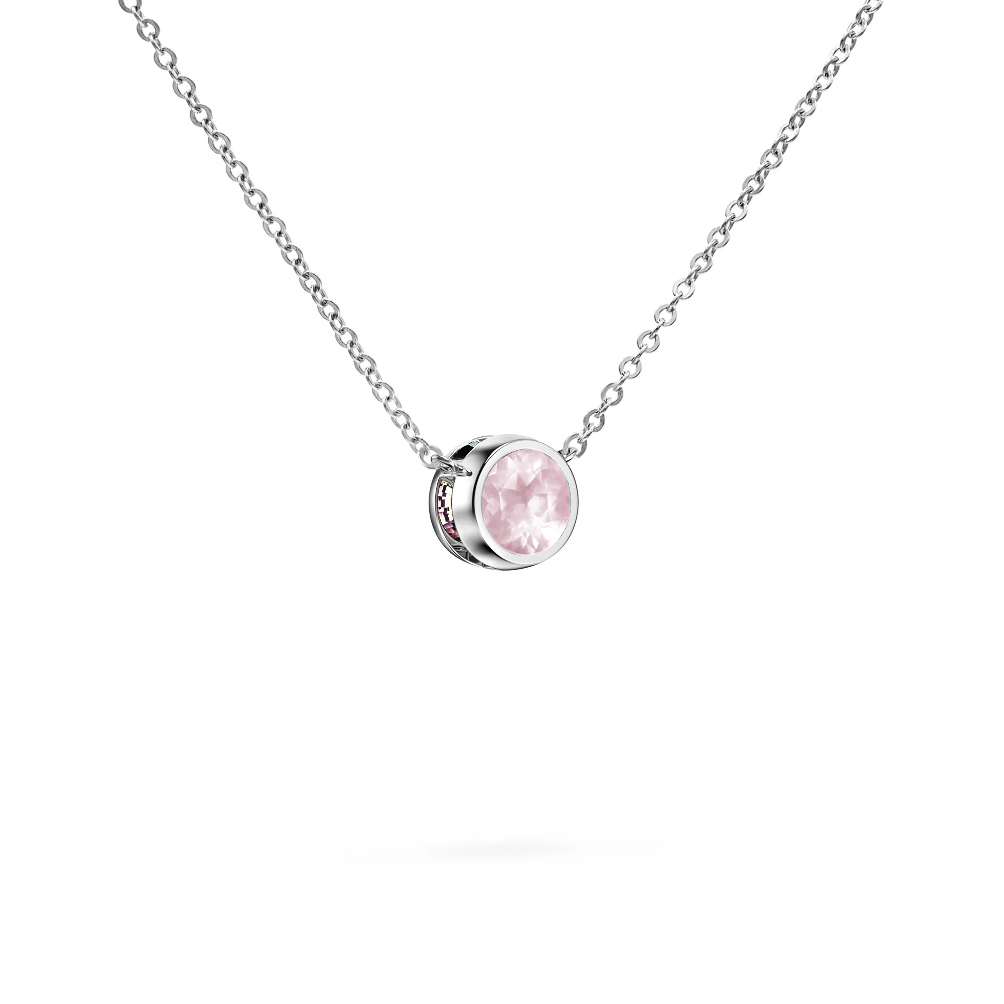 Jamestown Rose Quartz Solitaire Necklace in 14k Gold (October) - Image 8