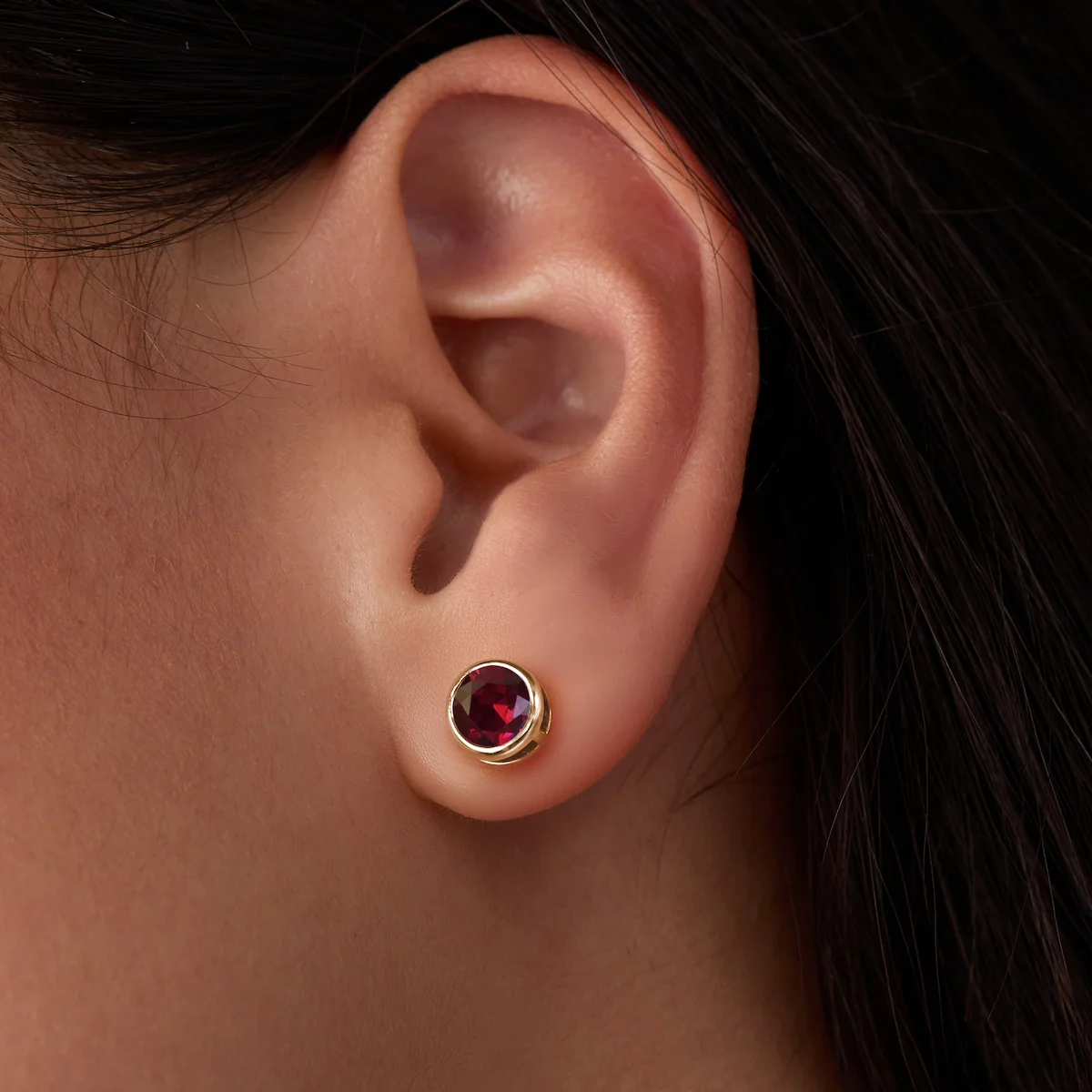Jamestown Ruby Stud Earrings in 14k Gold (July) - Image 6