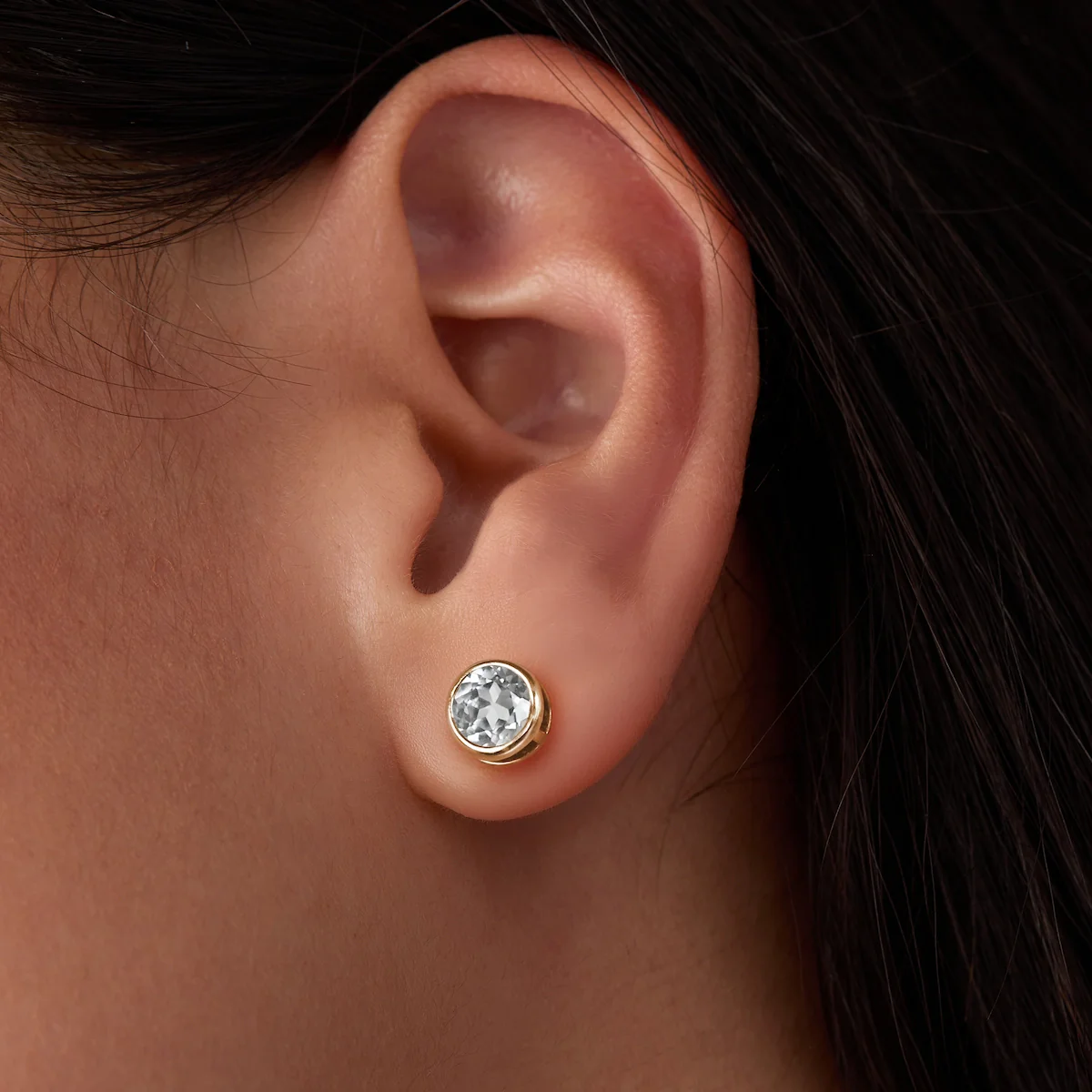 Jamestown White Topaz Stud Earrings in 14k Gold (April) - Image 6