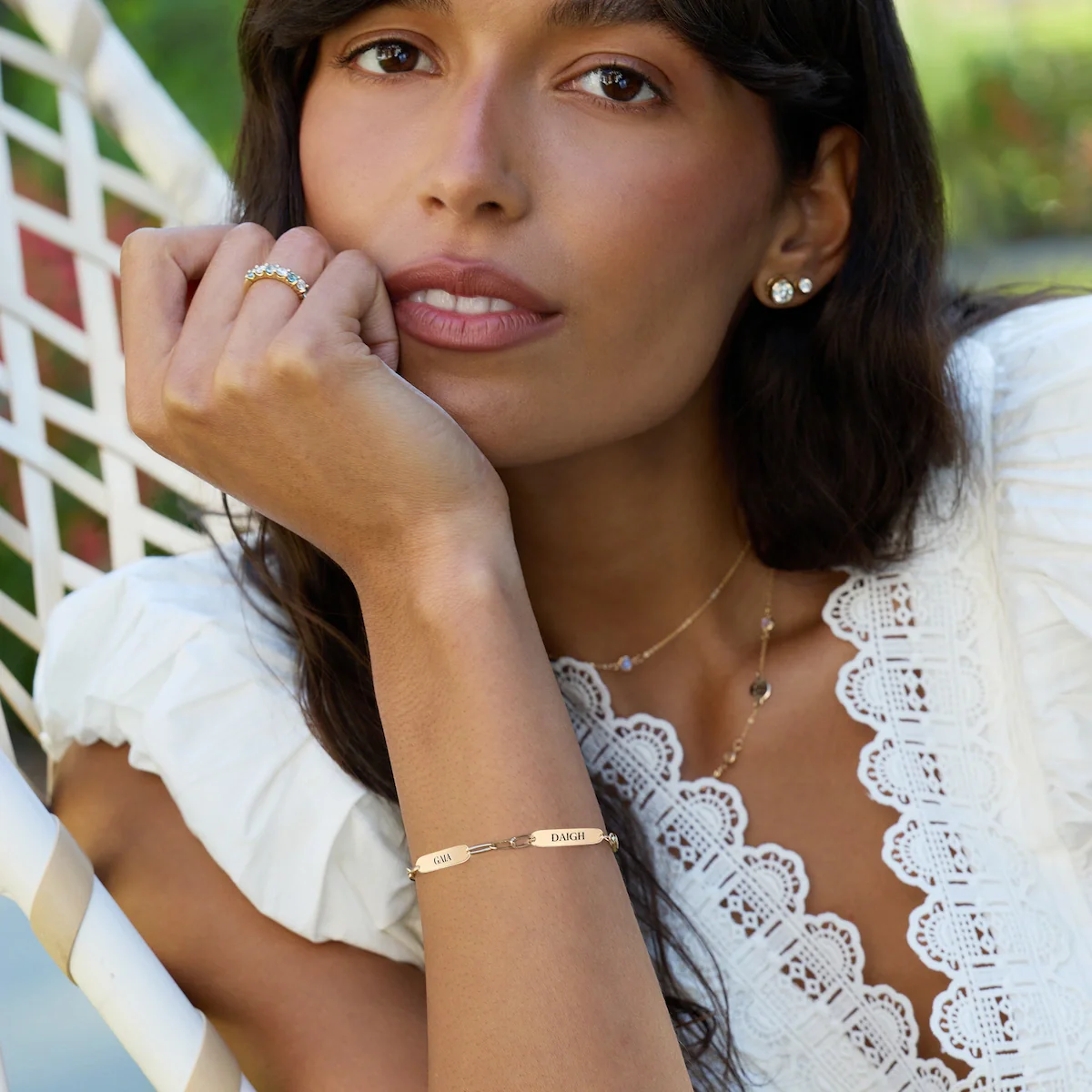 Large 2 Nameplate Bracelet on Adelaide in 14k Gold - Image 2