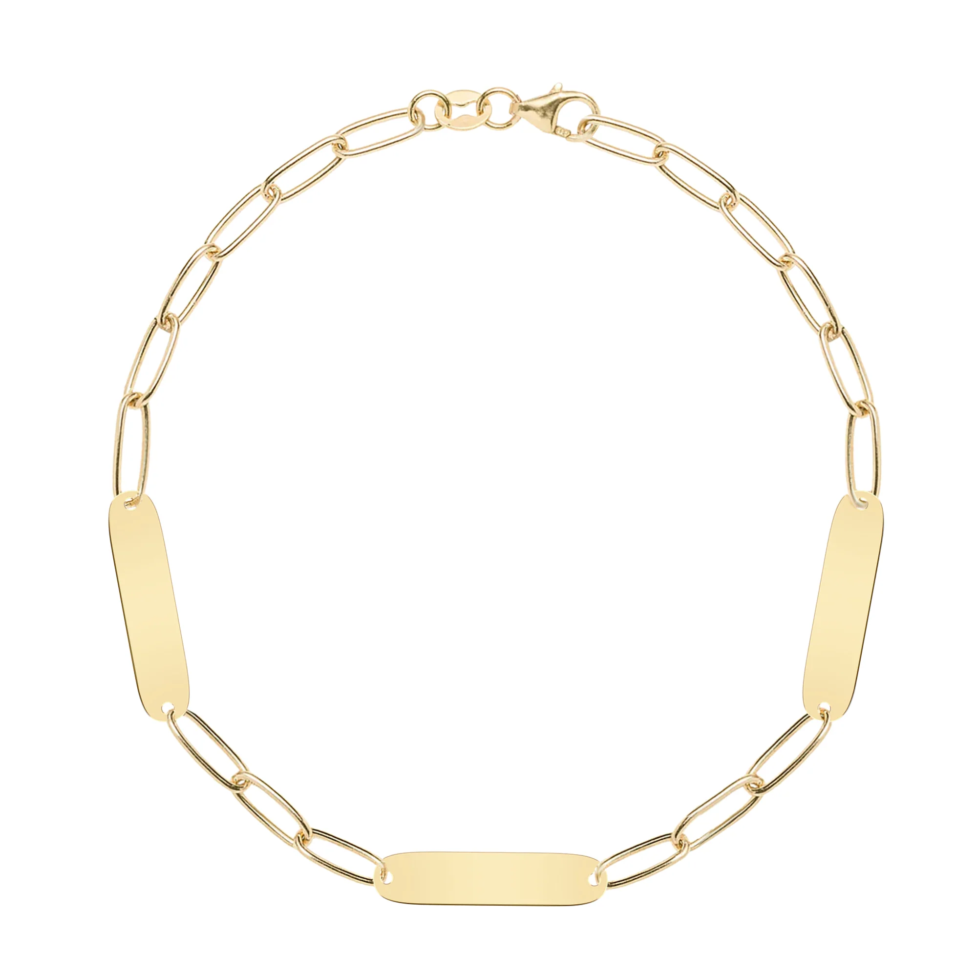 Large 3 Nameplate Bracelet on Adelaide in 14k Gold
