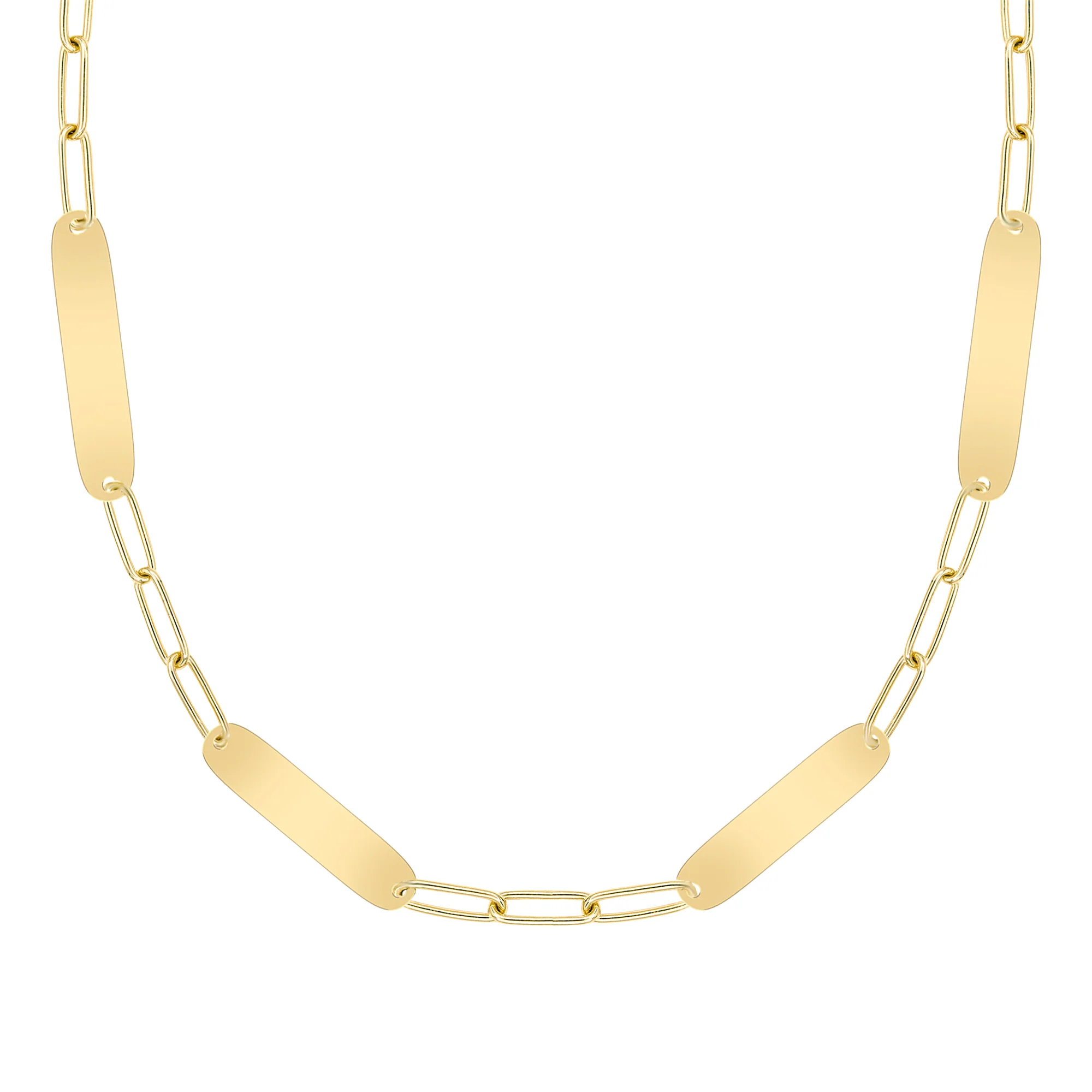 Large 4 Nameplate Necklace on Adelaide in 14k Gold