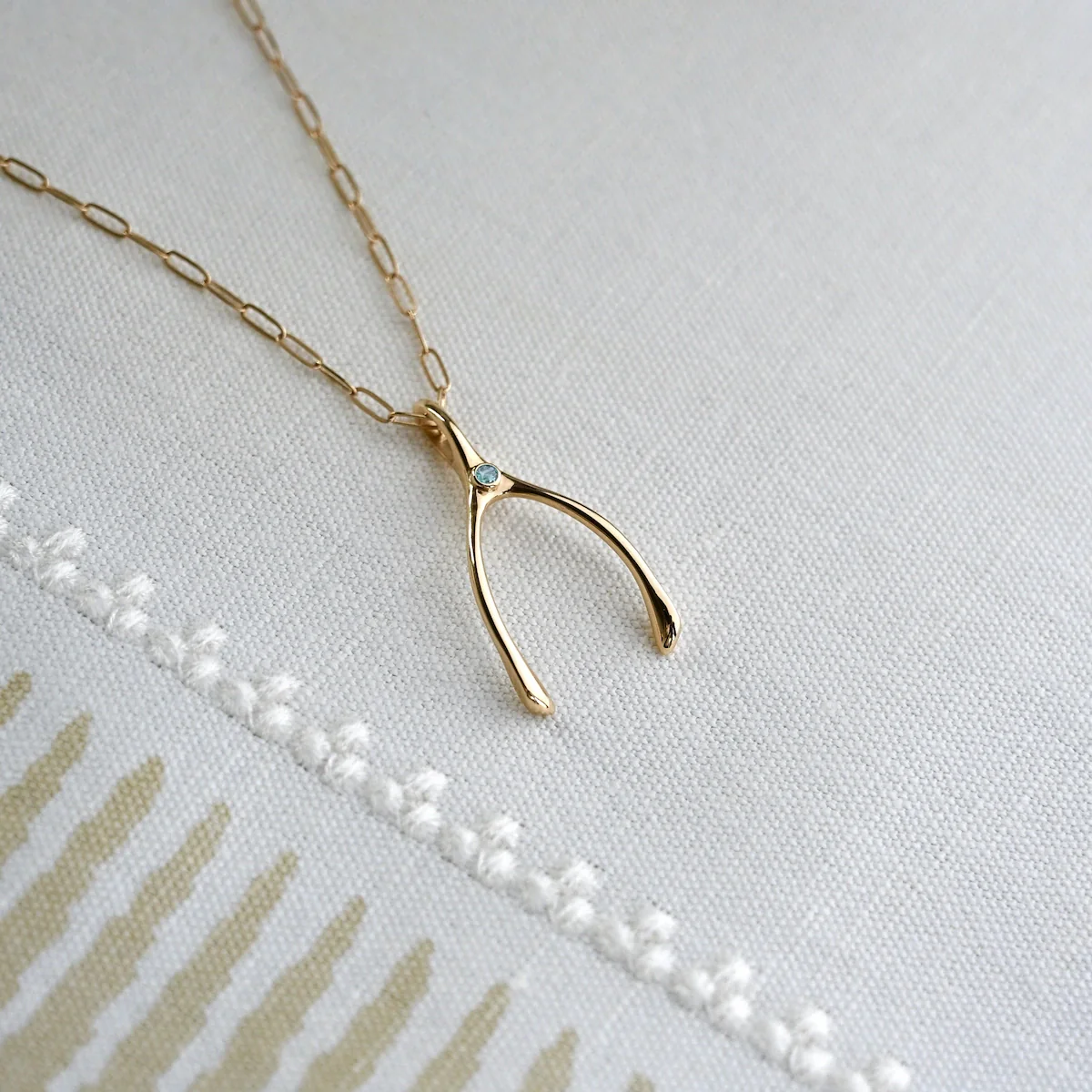 Large Alexandrite Wishbone Pendant in Solid 14k Gold (June) - Image 3
