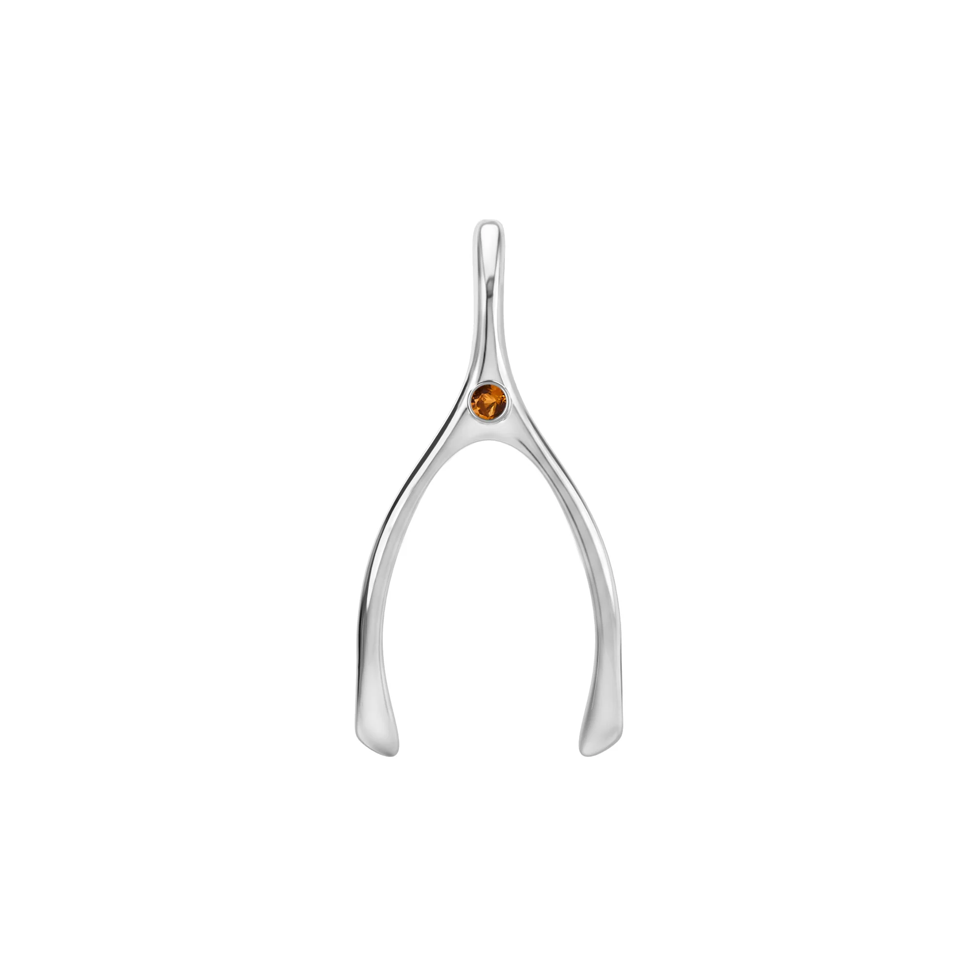 Large Citrine Wishbone Pendant in Solid 14k Gold (November) - Image 5