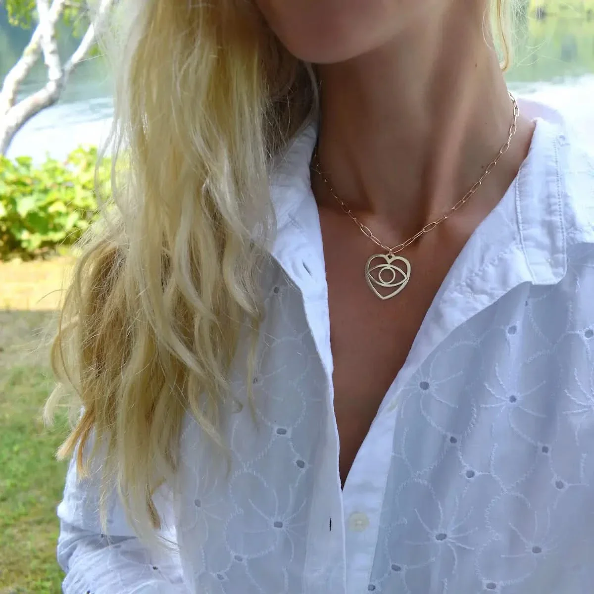 Large Flat Evil Eye Heart Pendant - Image 2