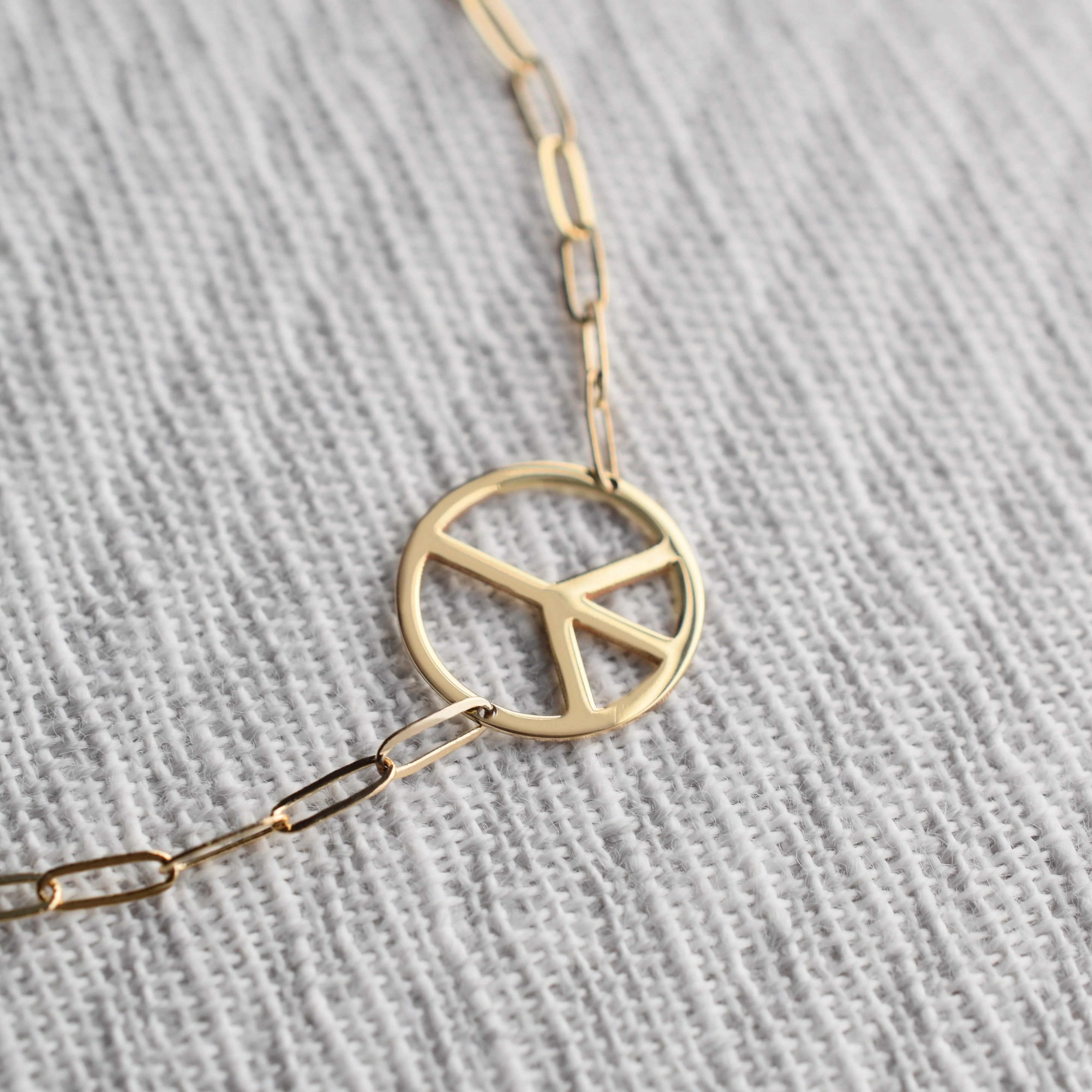 Large Peace Sign Adelaide Mini Bracelet in 14k Gold - Image 7