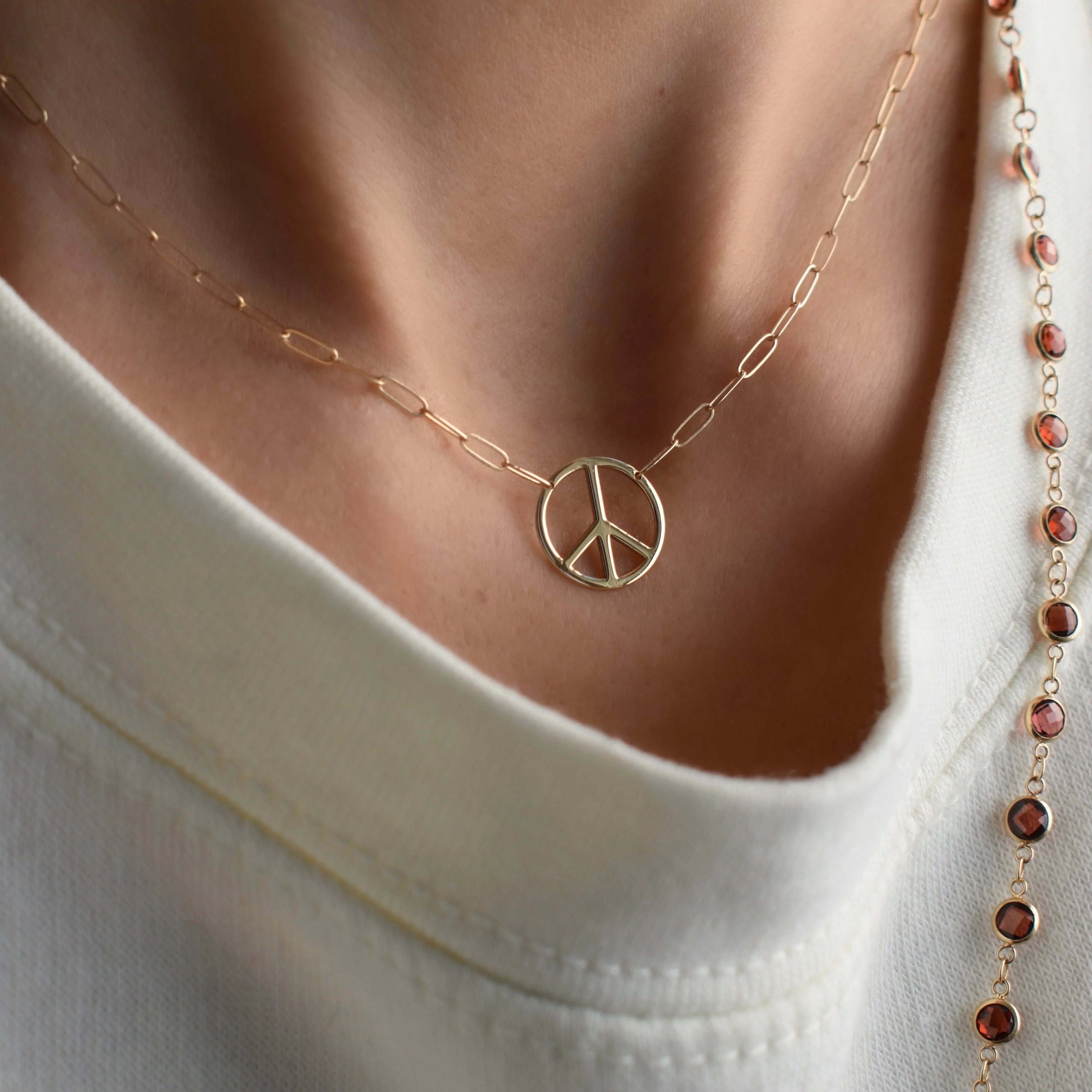 Large Peace Sign Adelaide Mini Necklace in 14k Gold - Image 3