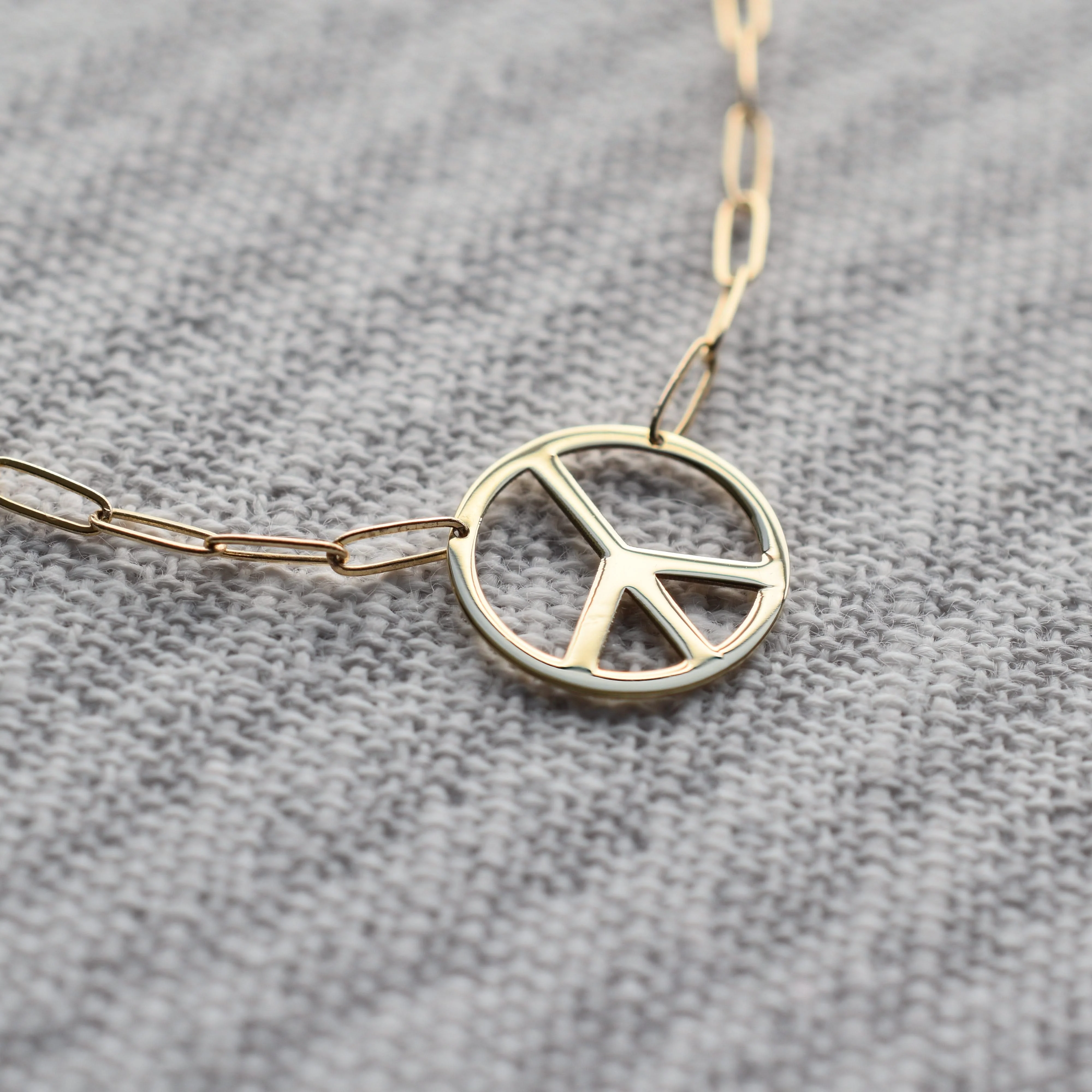 Large Peace Sign Adelaide Mini Necklace in 14k Gold - Image 7