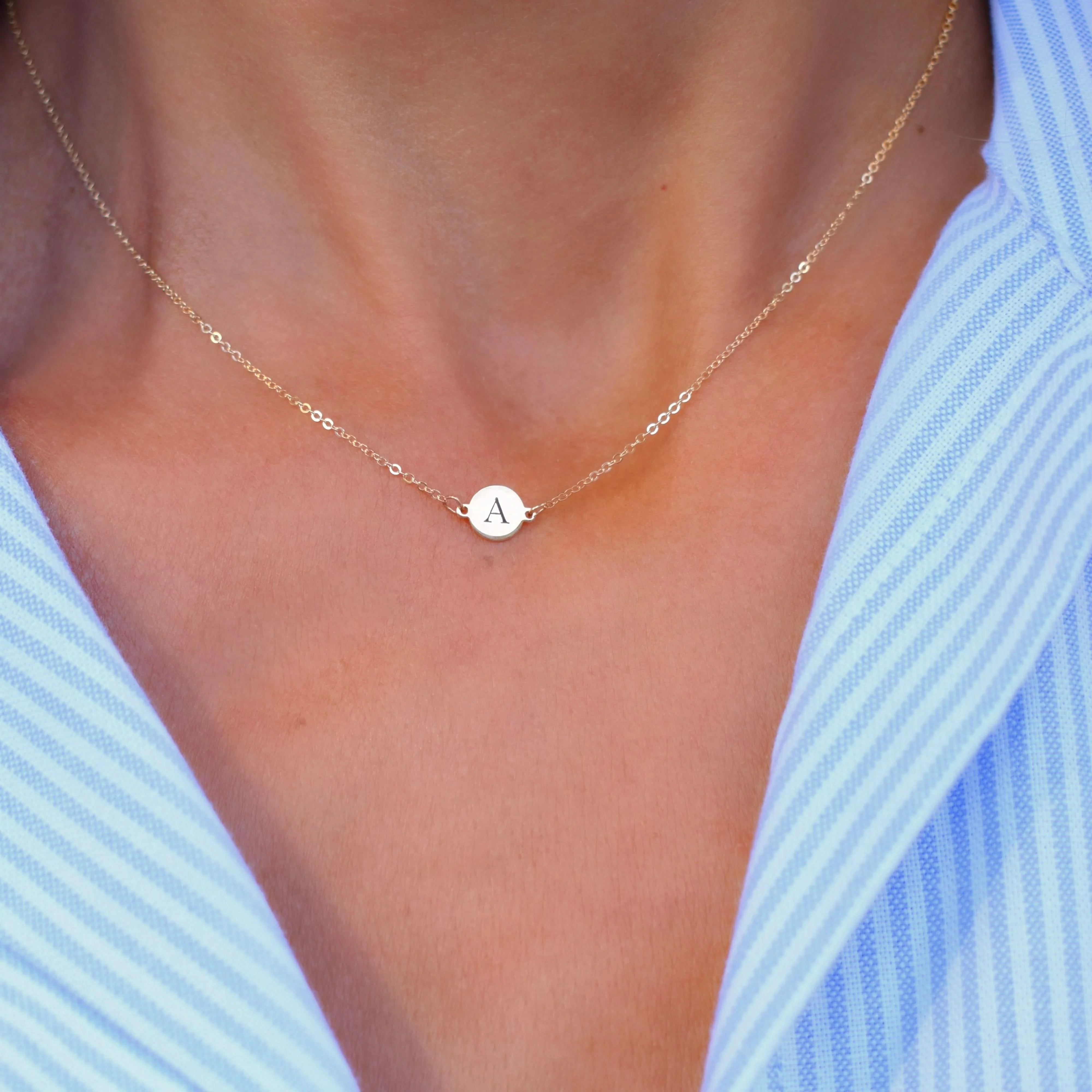 Letter A Necklace in 14k Gold - Image 3
