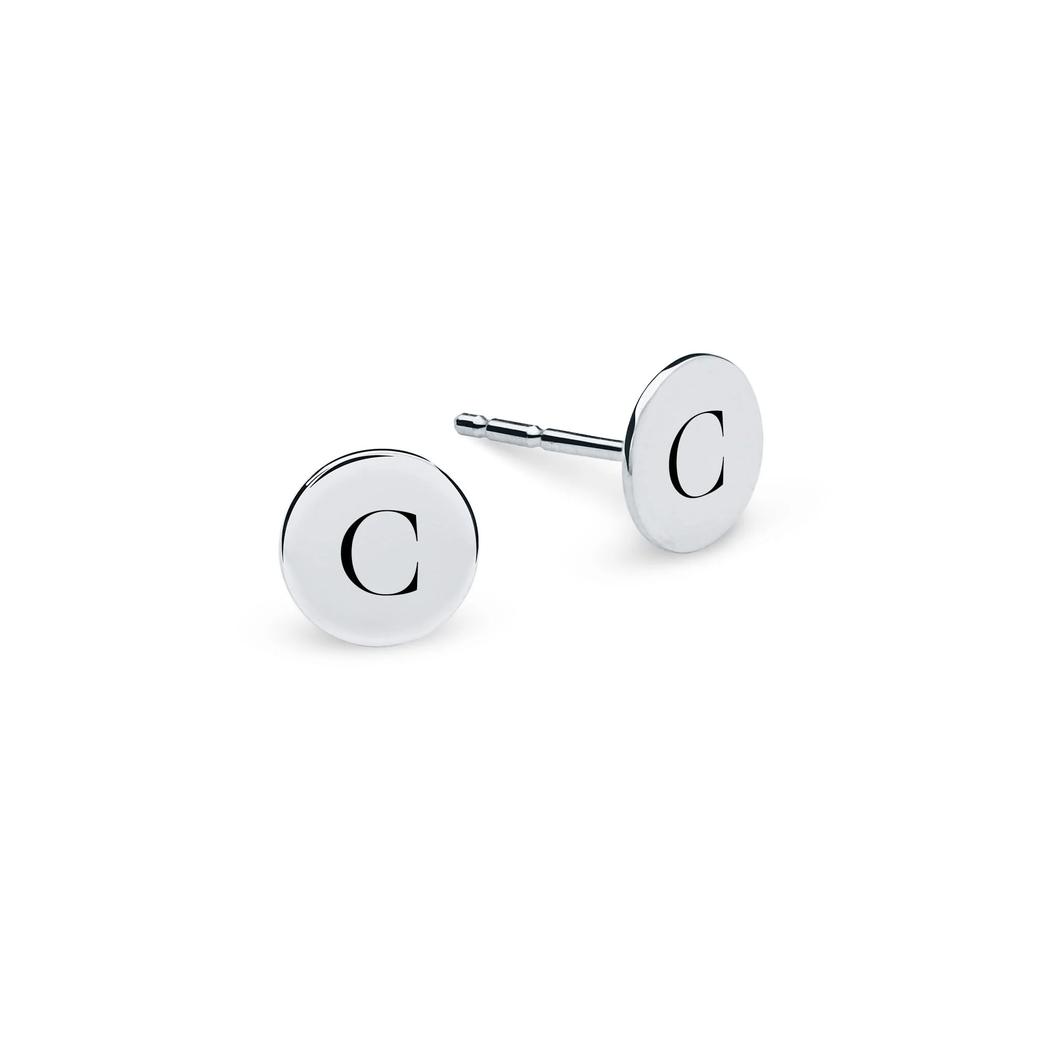 Letter C Stud Earrings in 14k Gold - Image 5