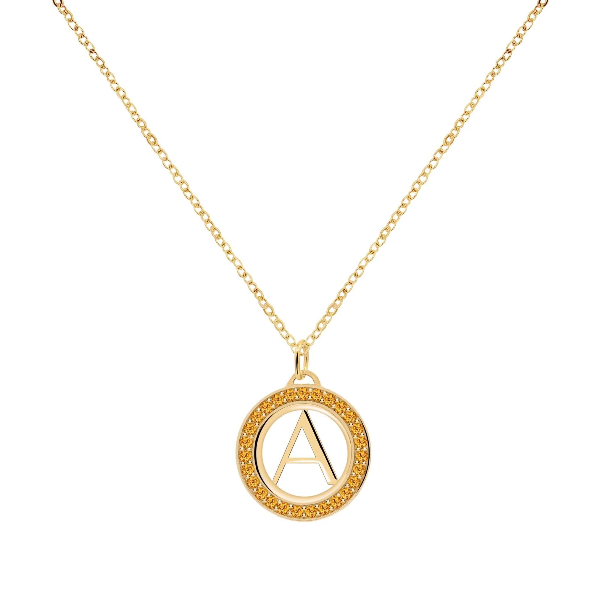 Letter & Citrine Pendant in 14k Gold (November) - Image 4