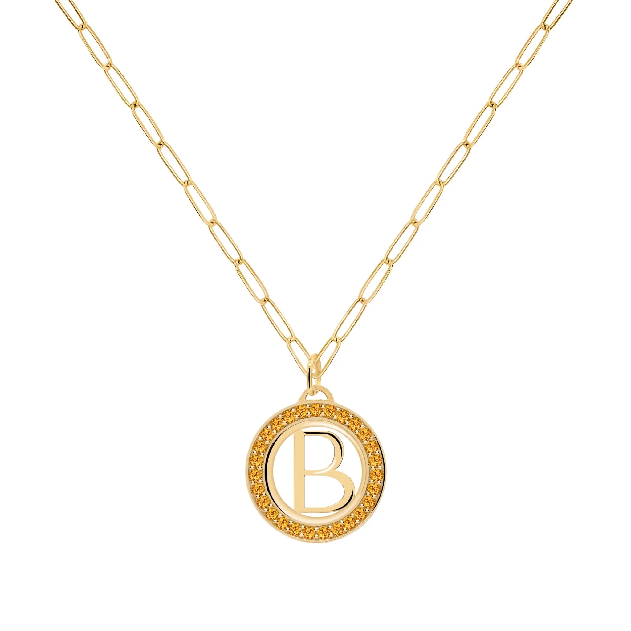 Letter & Citrine Pendant in 14k Gold (November) - Image 5