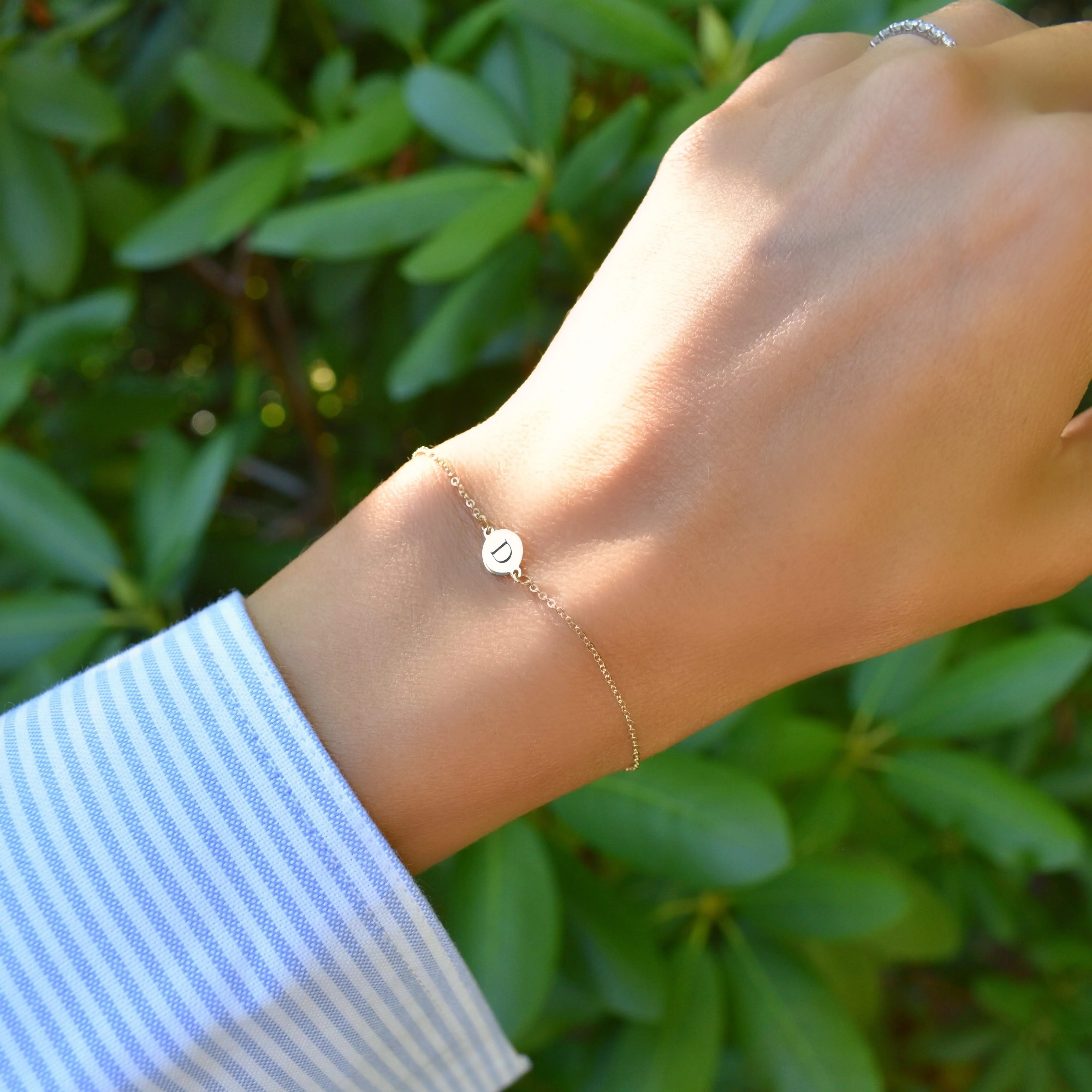 Letter D Bracelet in 14k Gold - Image 2