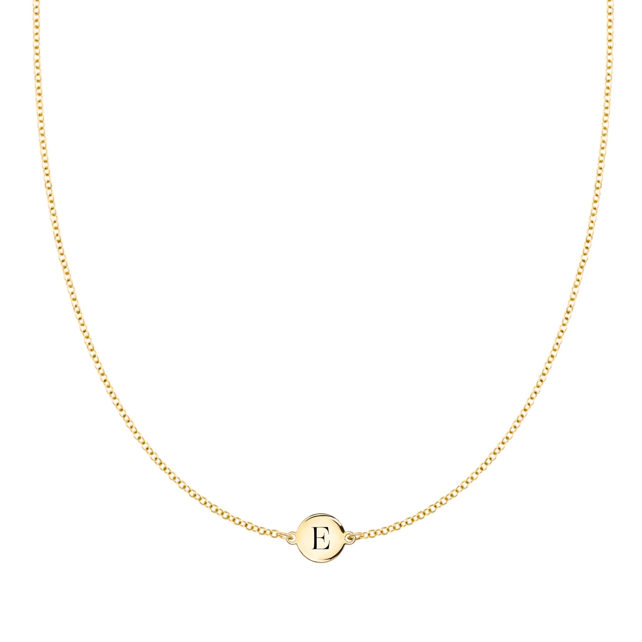 Letter E Necklace in 14k Gold