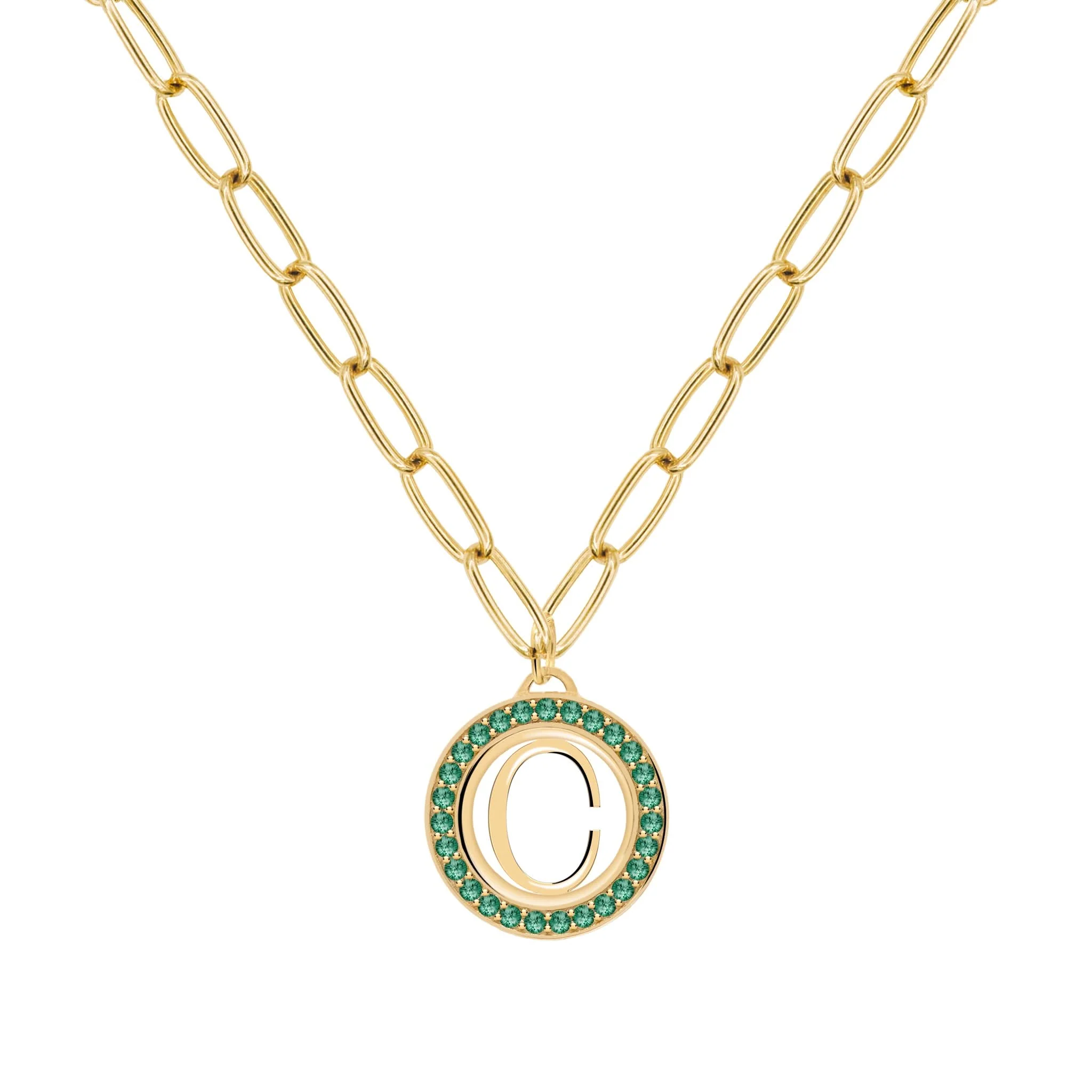 Letter & Emerald Pendant in 14k Gold (May) - Image 7