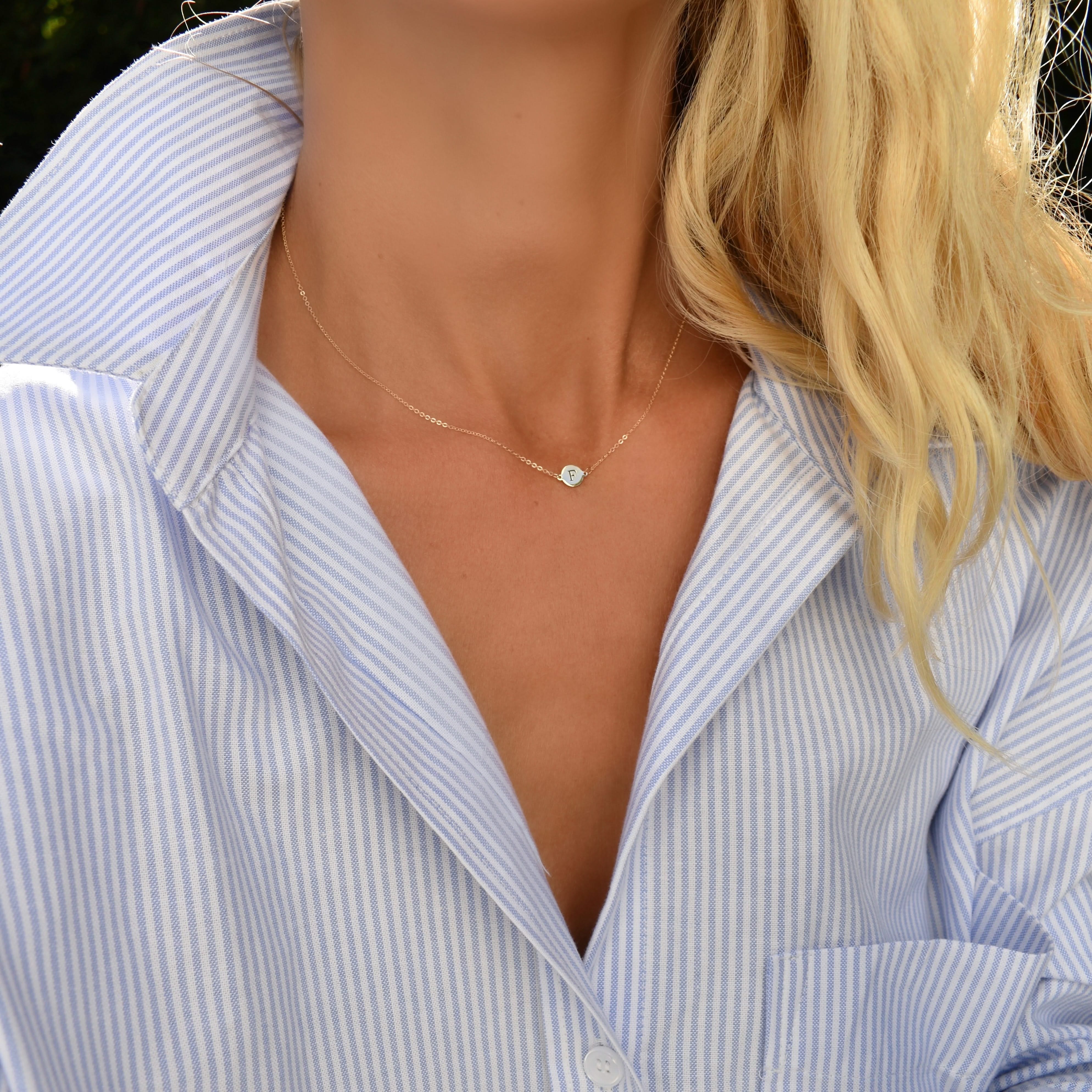 Letter F Necklace in 14k Gold - Image 2