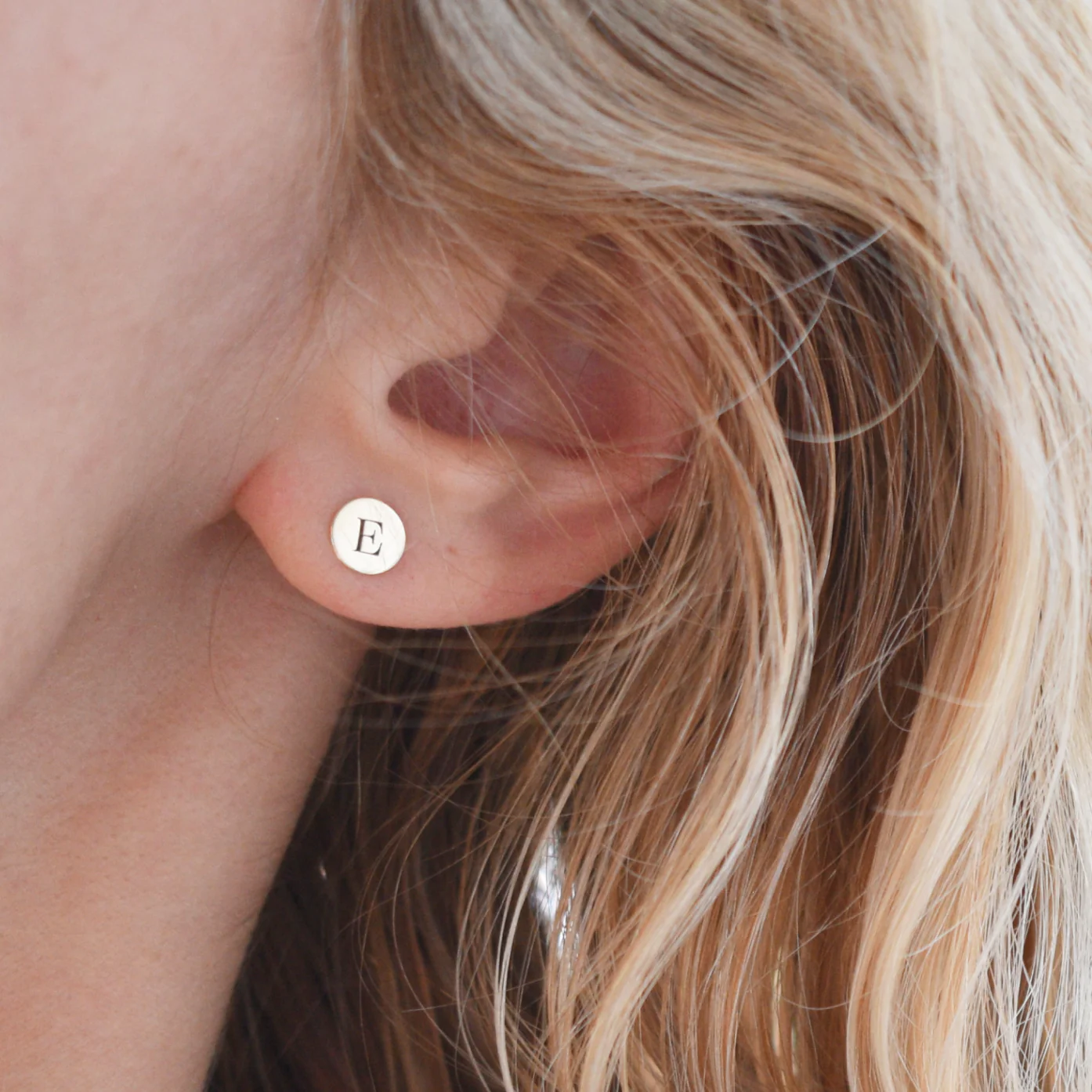 Letter G Stud Earrings in 14k Gold - Image 3