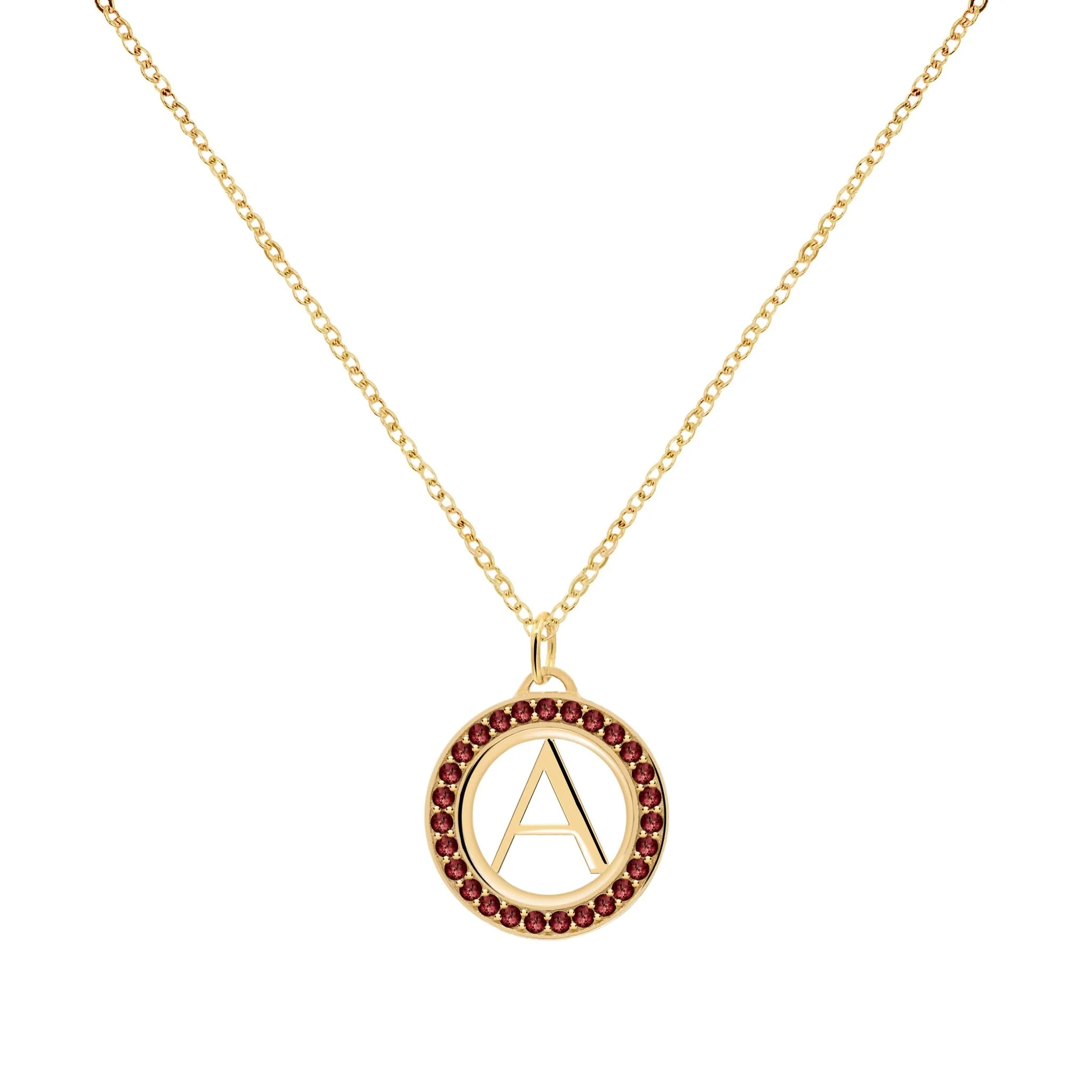 Letter & Garnet Pendant in 14k Gold (January) - Image 4