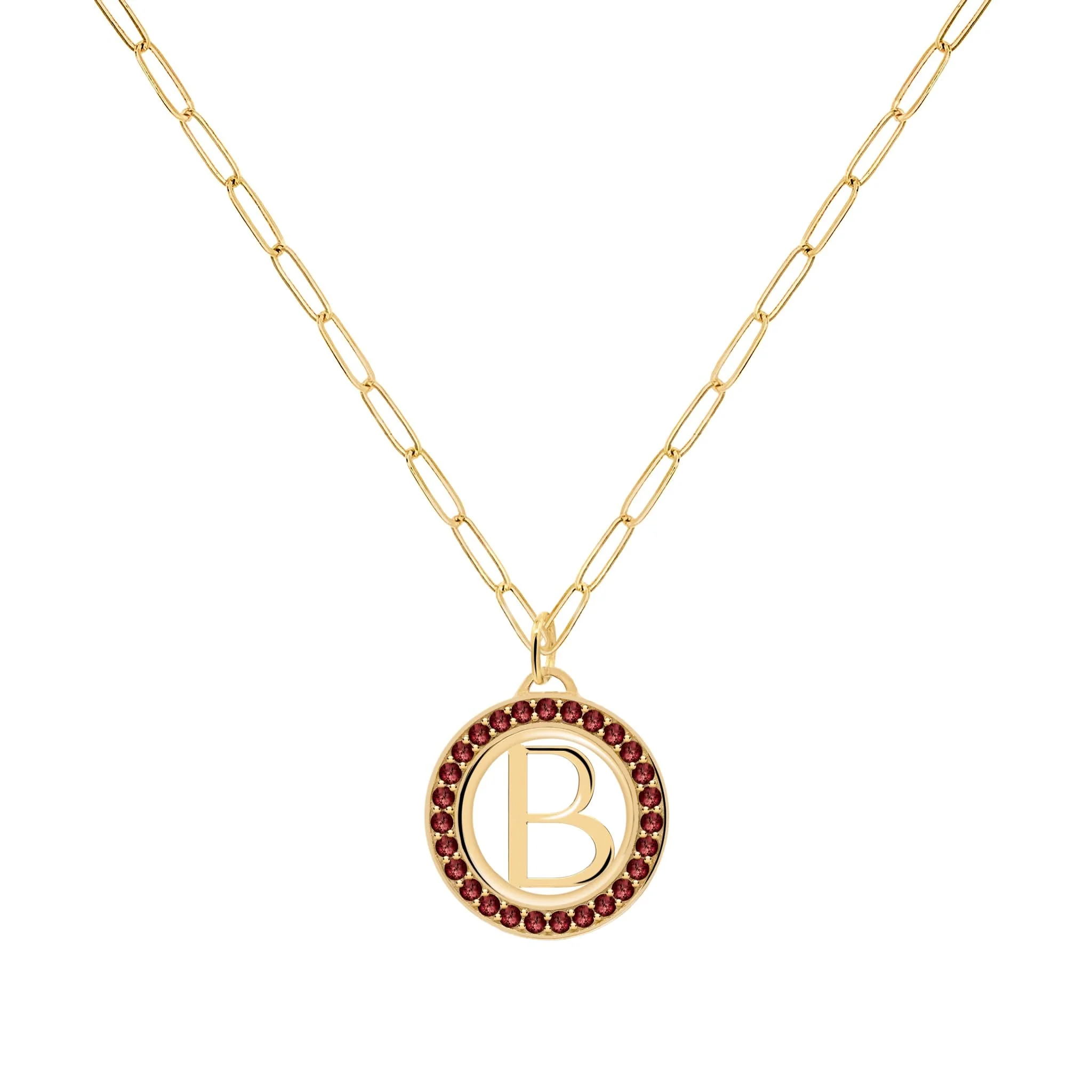 Letter & Garnet Pendant in 14k Gold (January) - Image 5