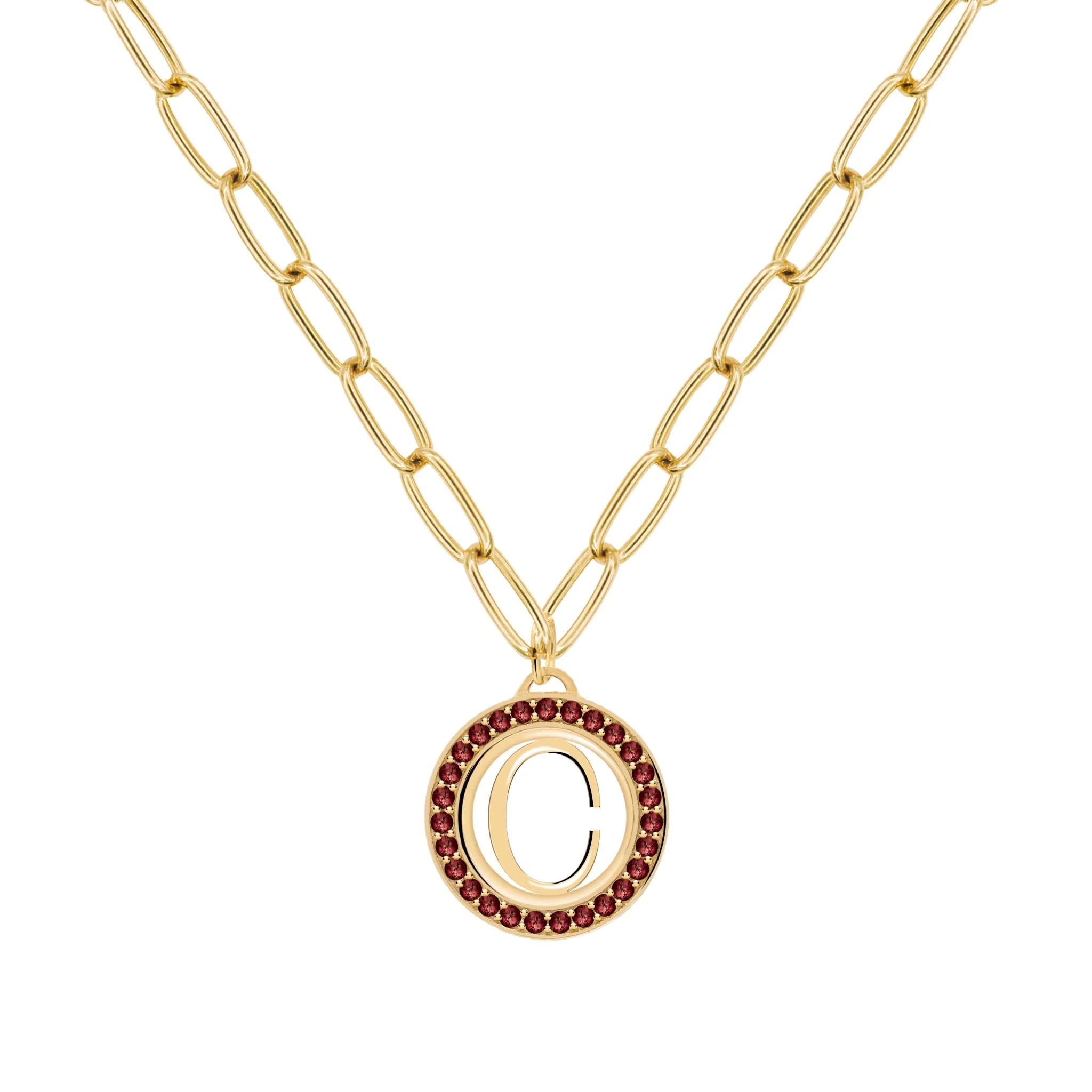 Letter & Garnet Pendant in 14k Gold (January) - Image 7