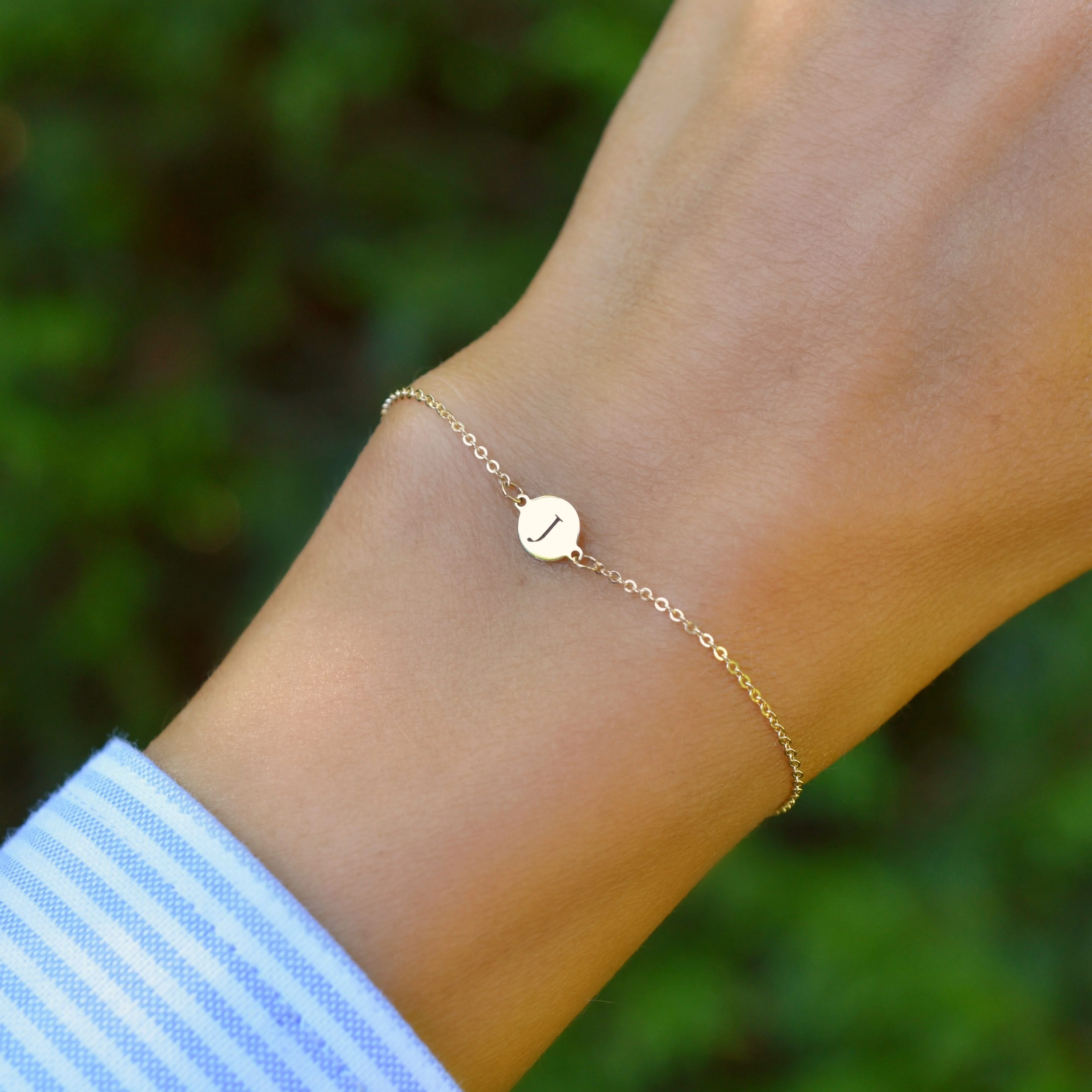 Letter J Bracelet in 14k Gold - Image 2