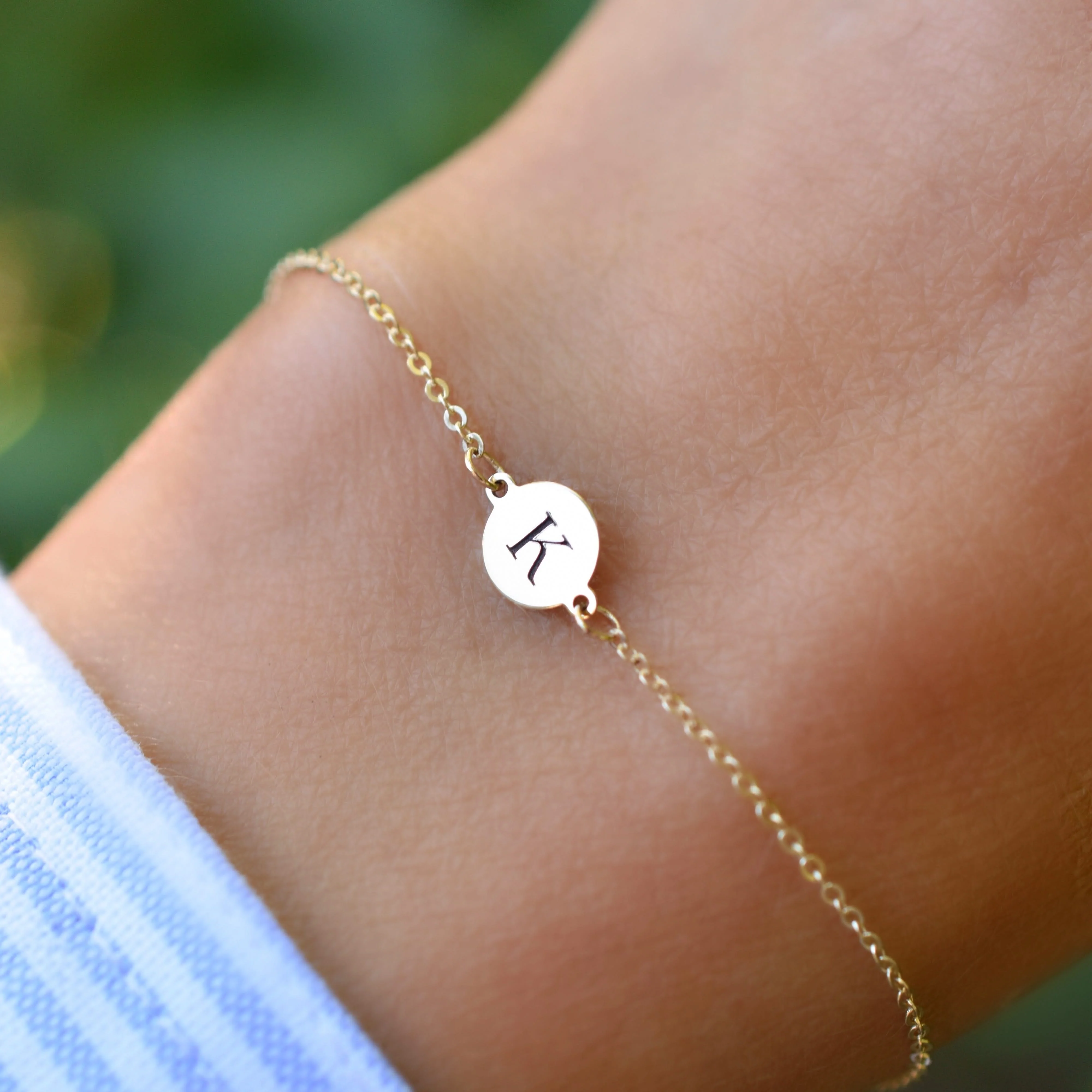 Letter K Bracelet in 14k Gold - Image 3