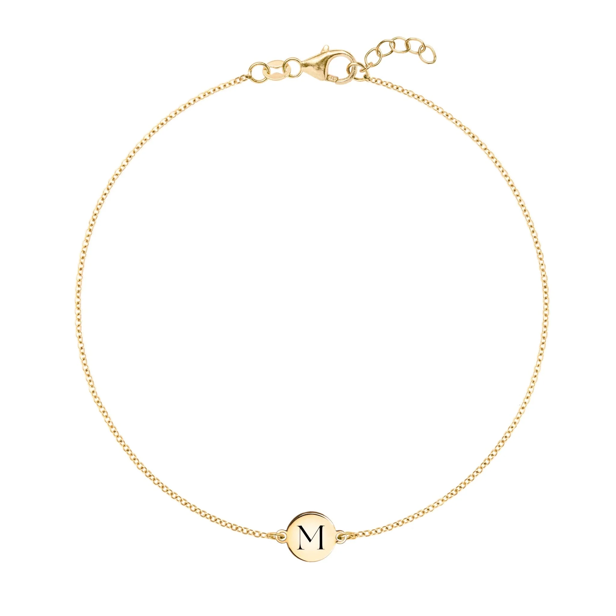 Letter M Bracelet in 14k Gold