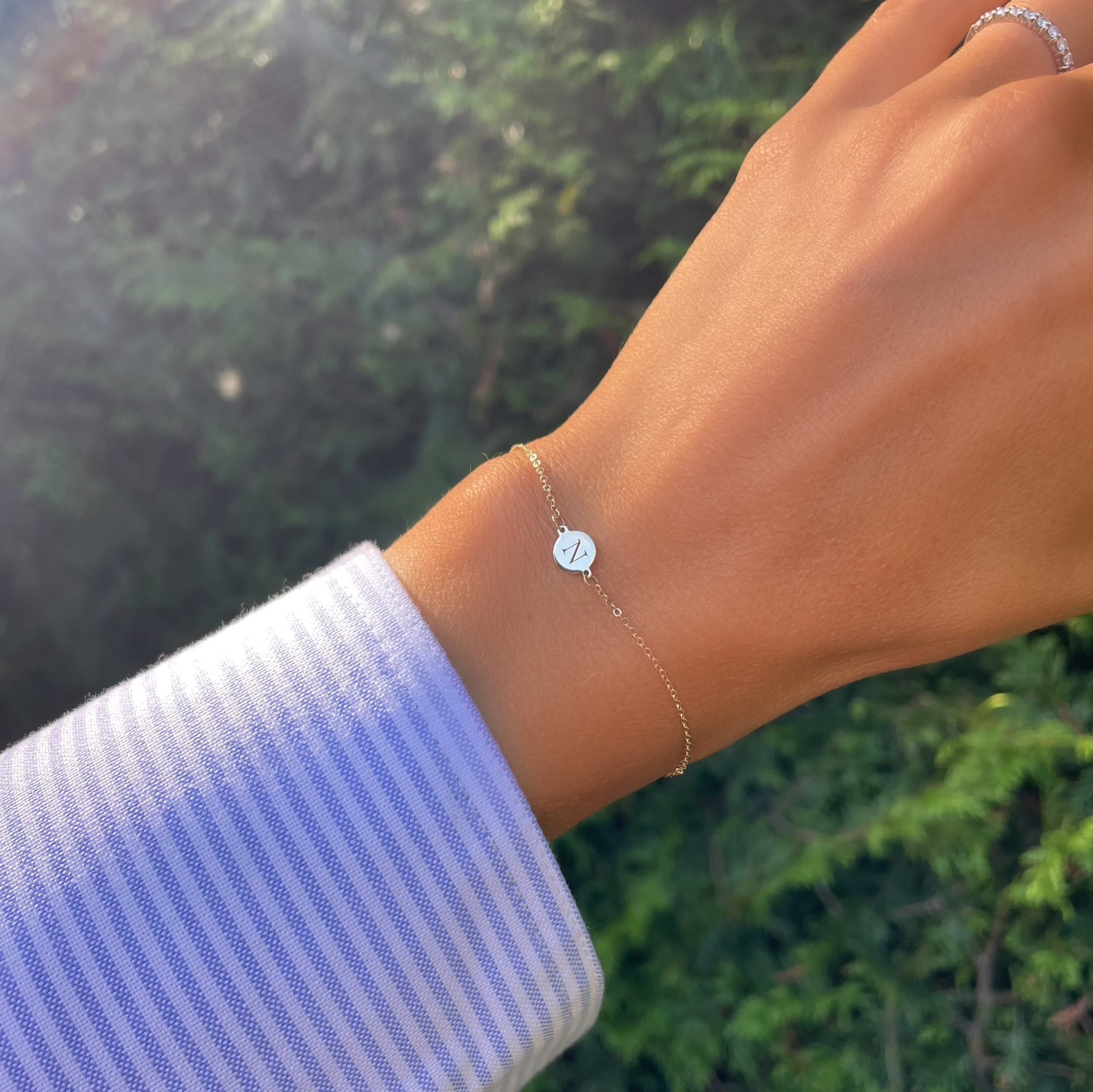 Letter N Bracelet in 14k Gold - Image 2