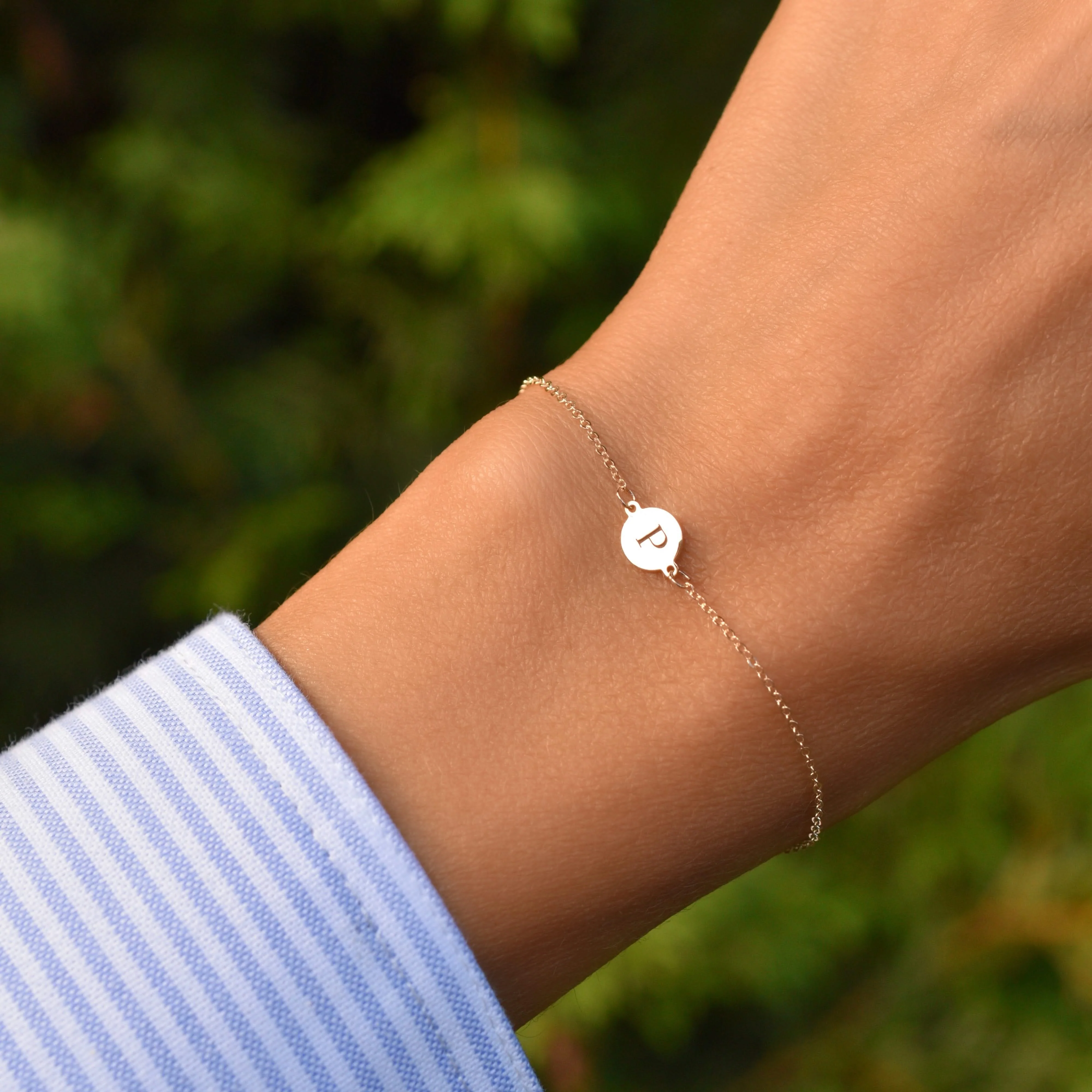 Letter P Bracelet in 14k Gold - Image 2