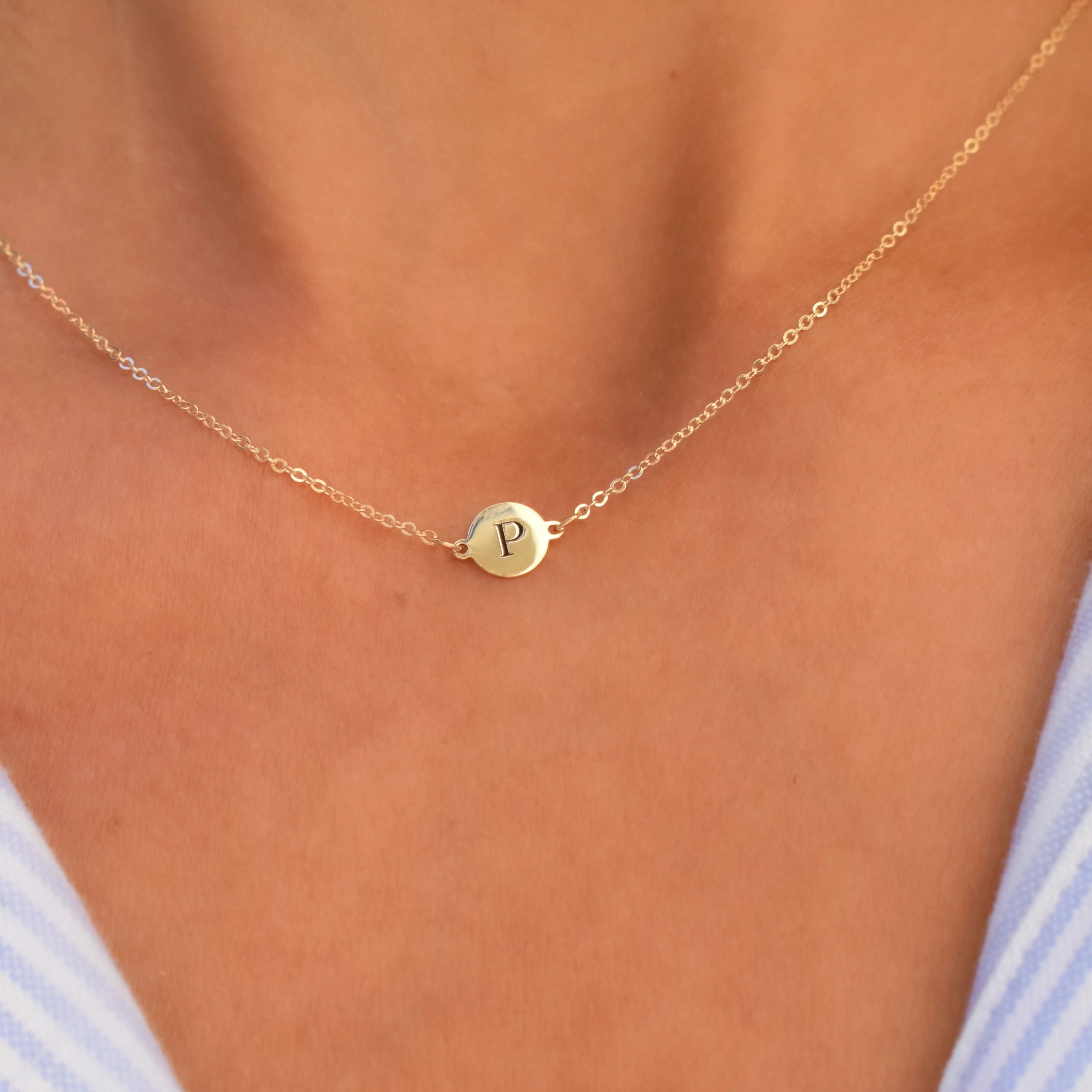 Letter P Necklace in 14k Gold - Image 3