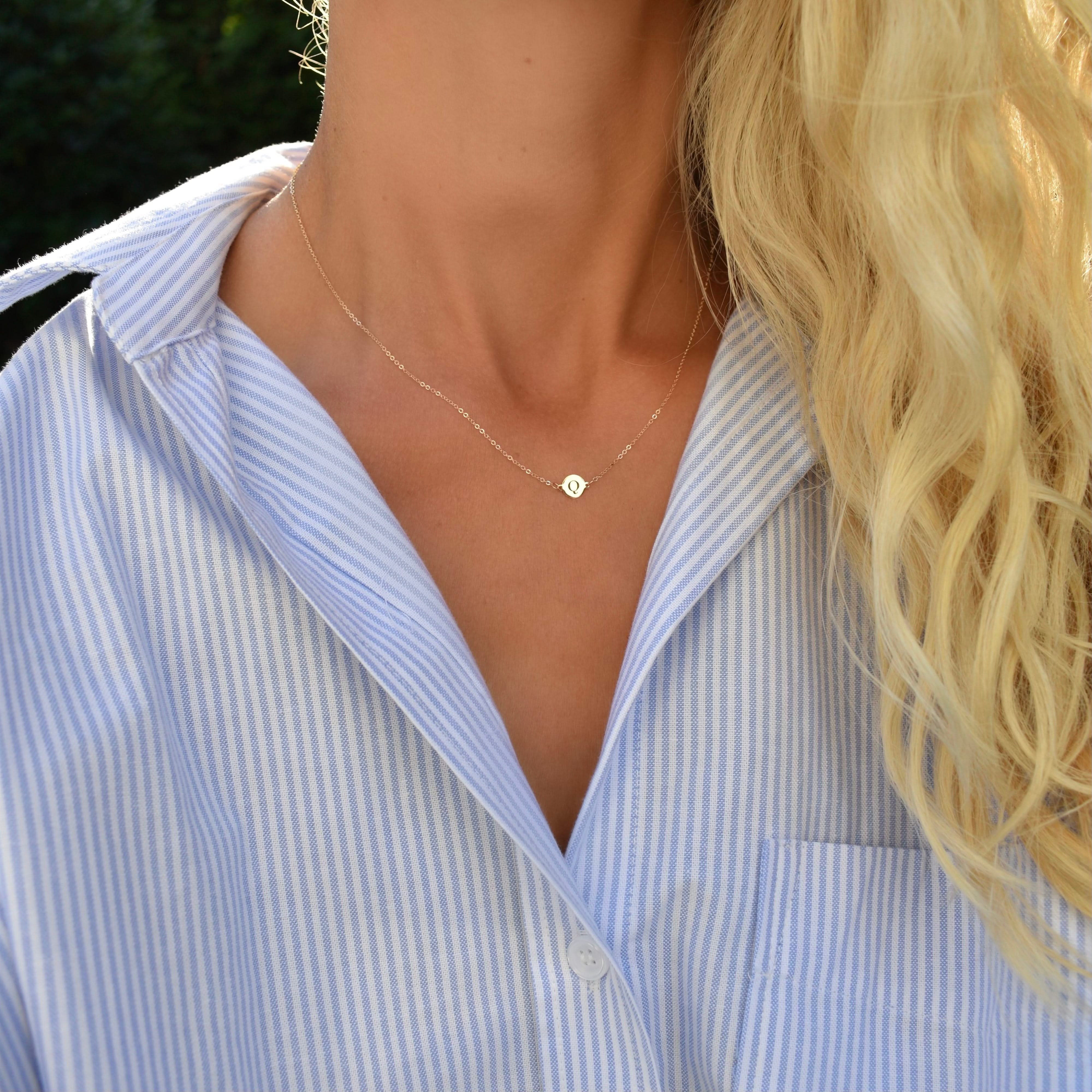 Letter Q Necklace in 14k Gold - Image 2