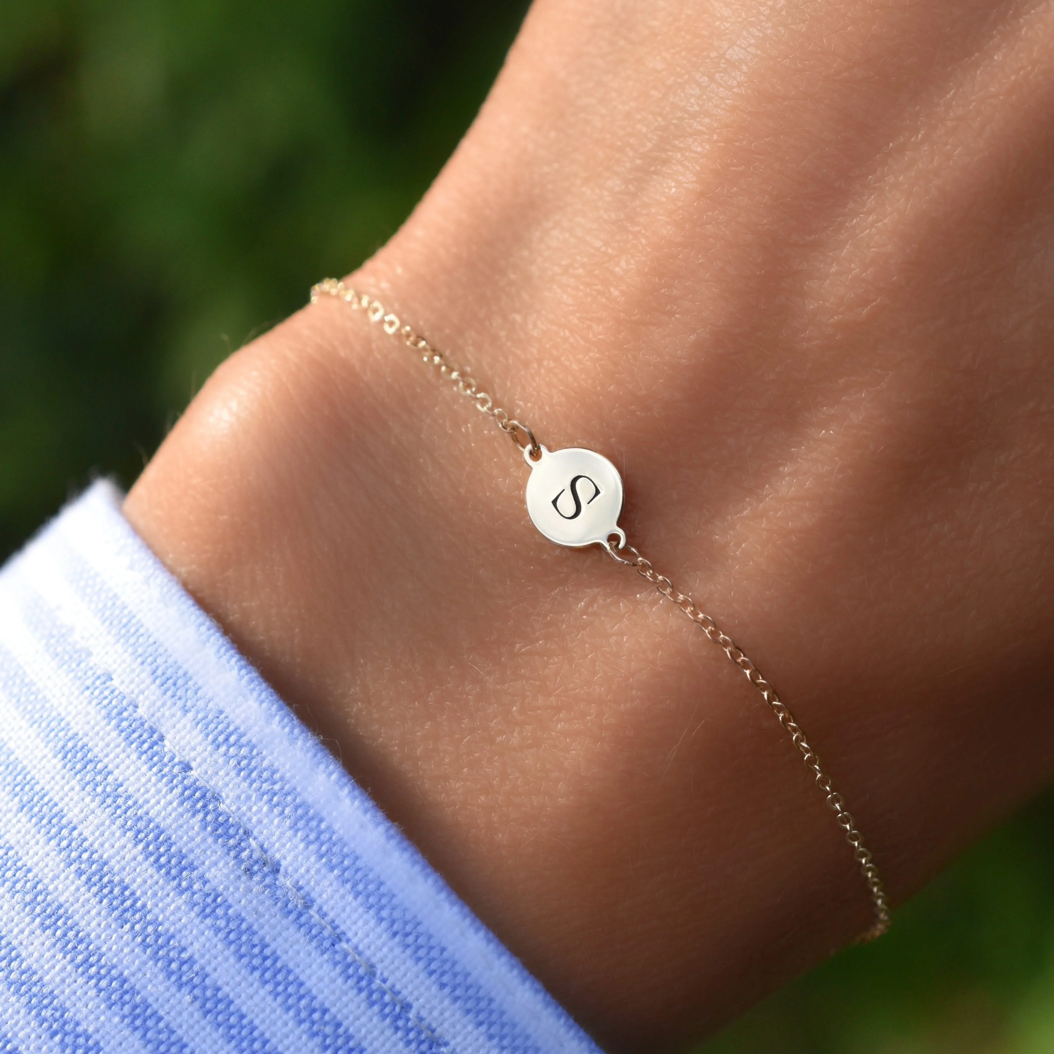 Letter S Bracelet in 14k Gold - Image 3