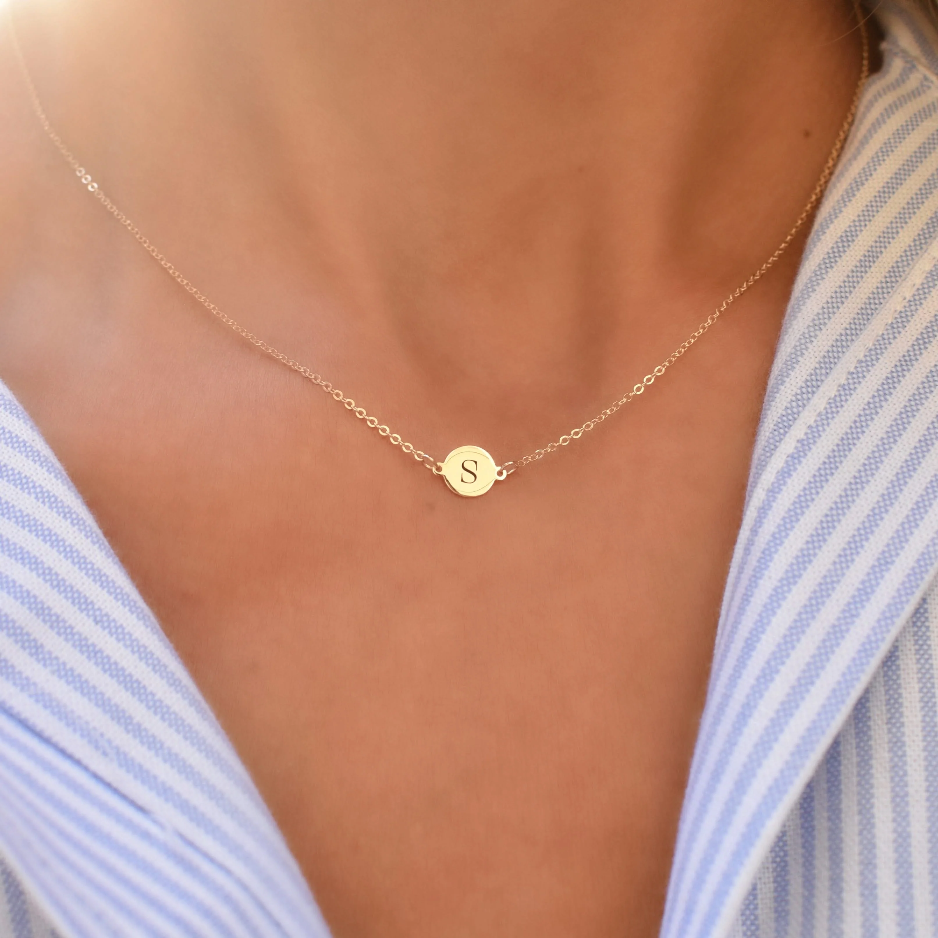 Letter S Necklace in 14k Gold - Image 3