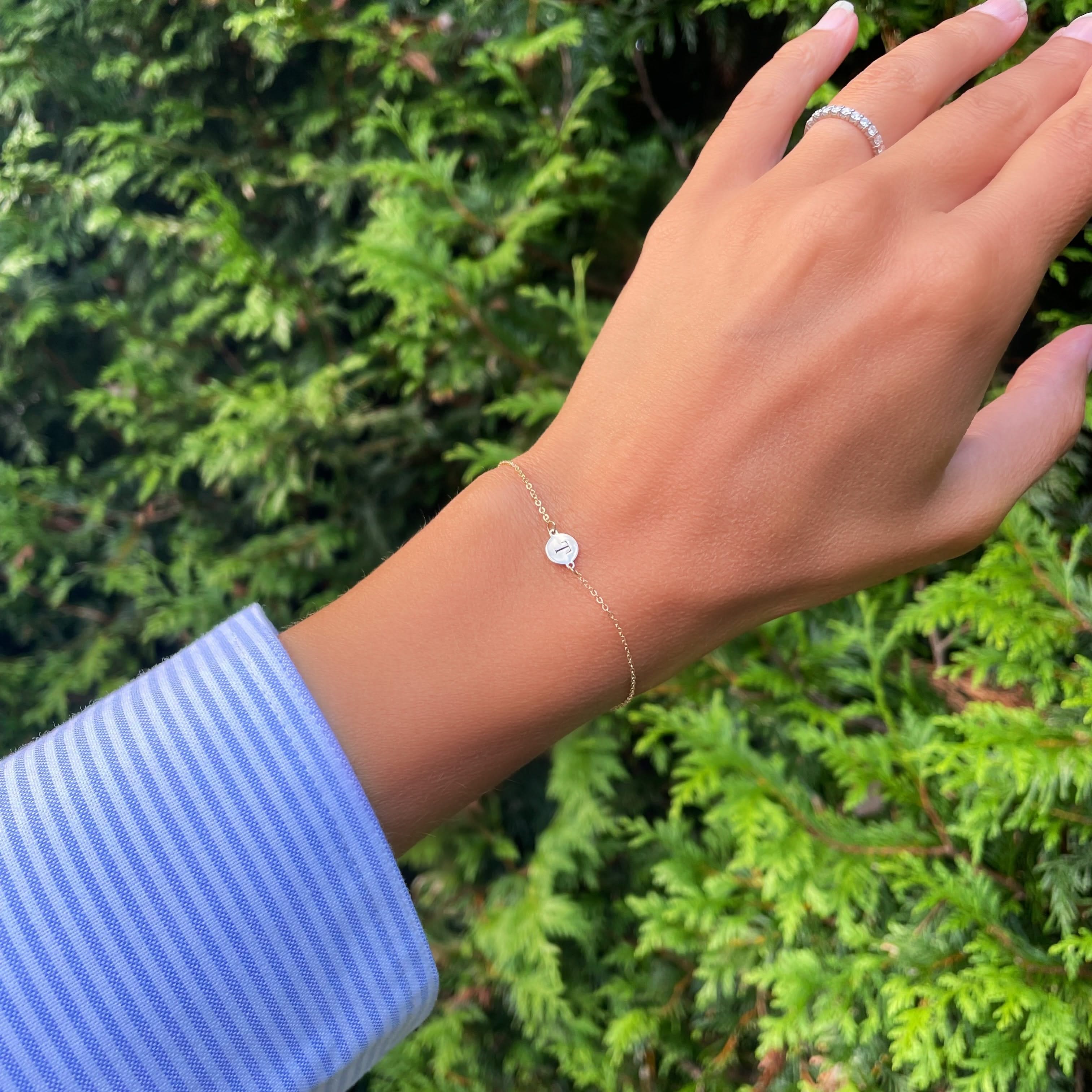 Letter T Bracelet in 14k Gold - Image 2