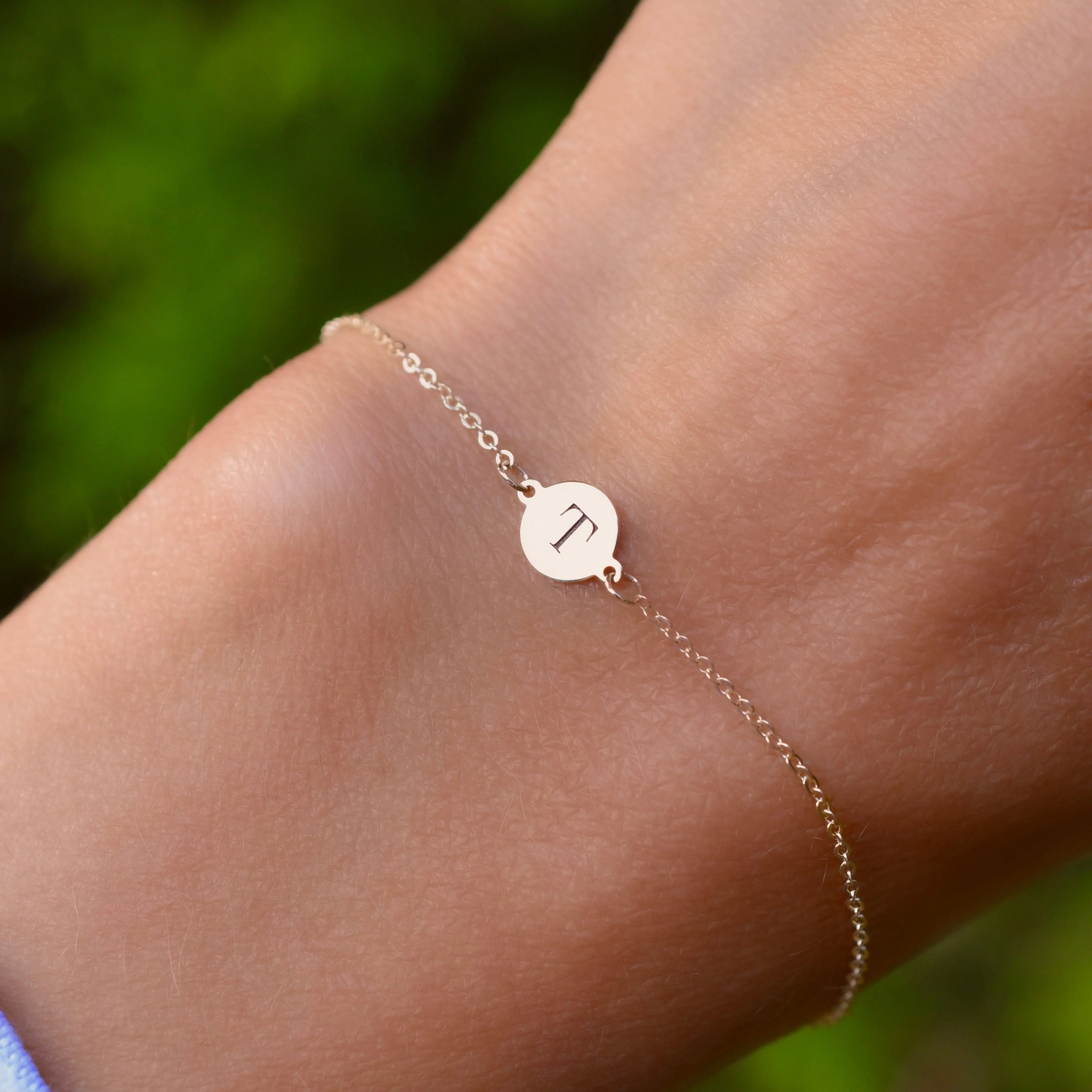 Letter T Bracelet in 14k Gold - Image 3