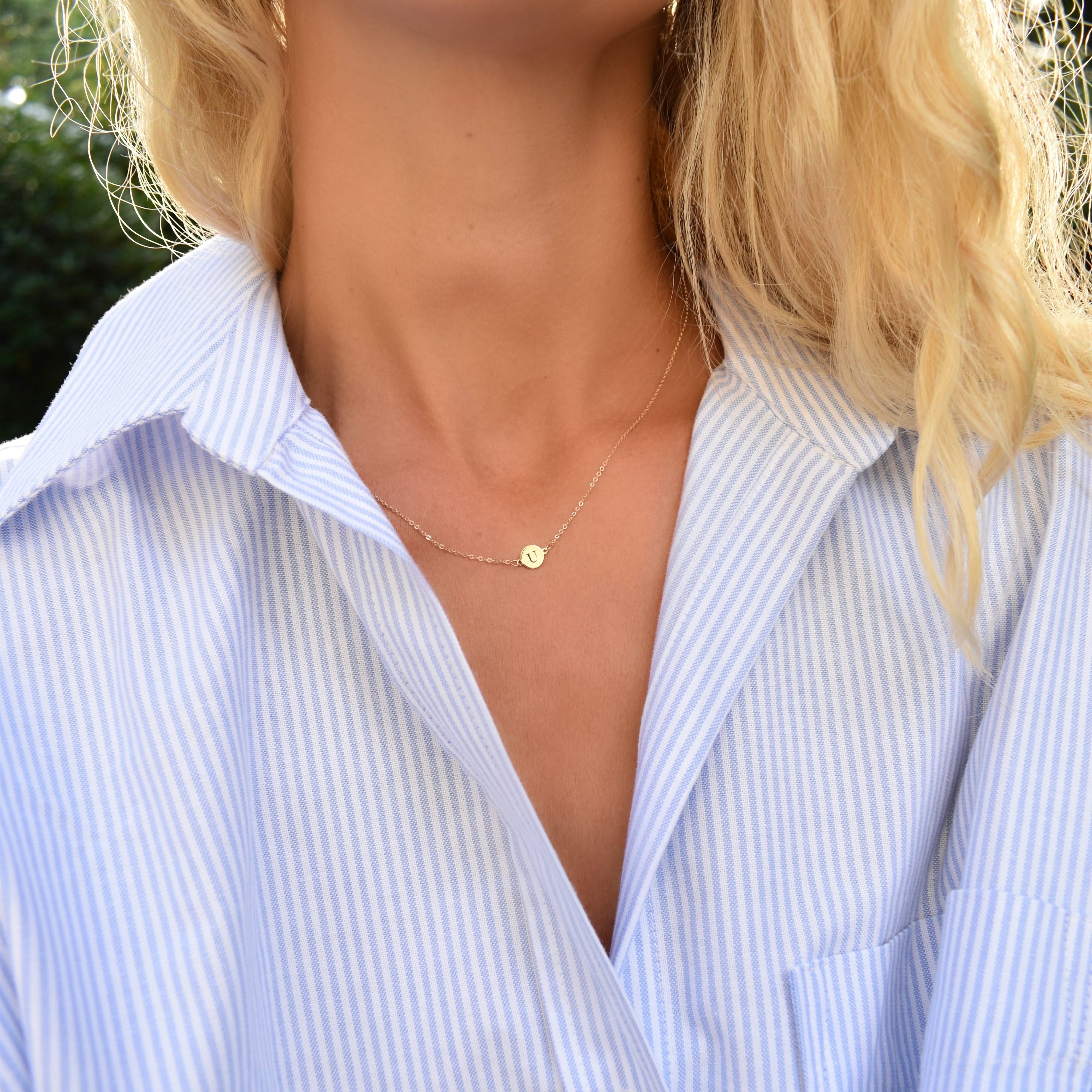 Letter U Necklace in 14k Gold - Image 2
