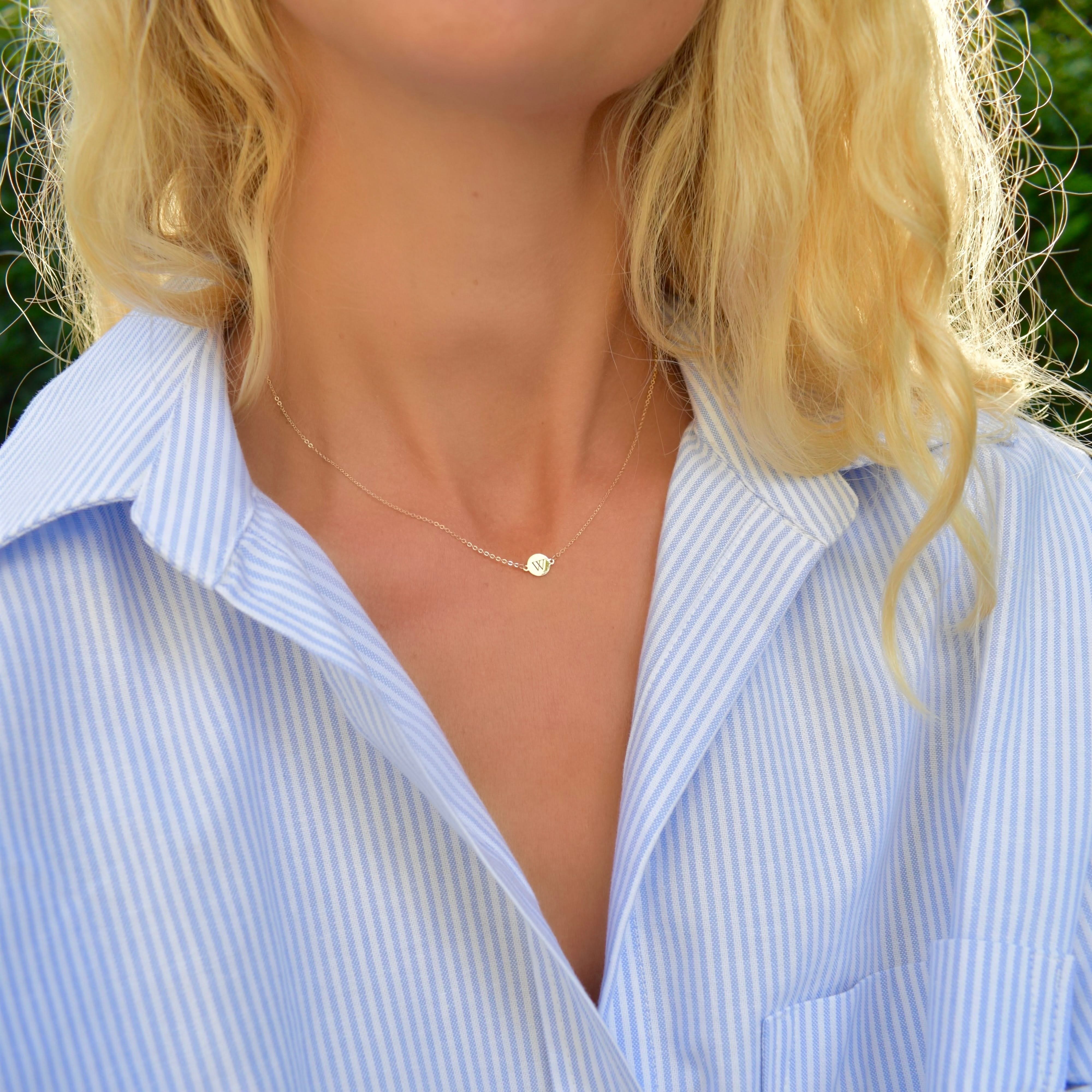 Letter W Necklace in 14k Gold - Image 2