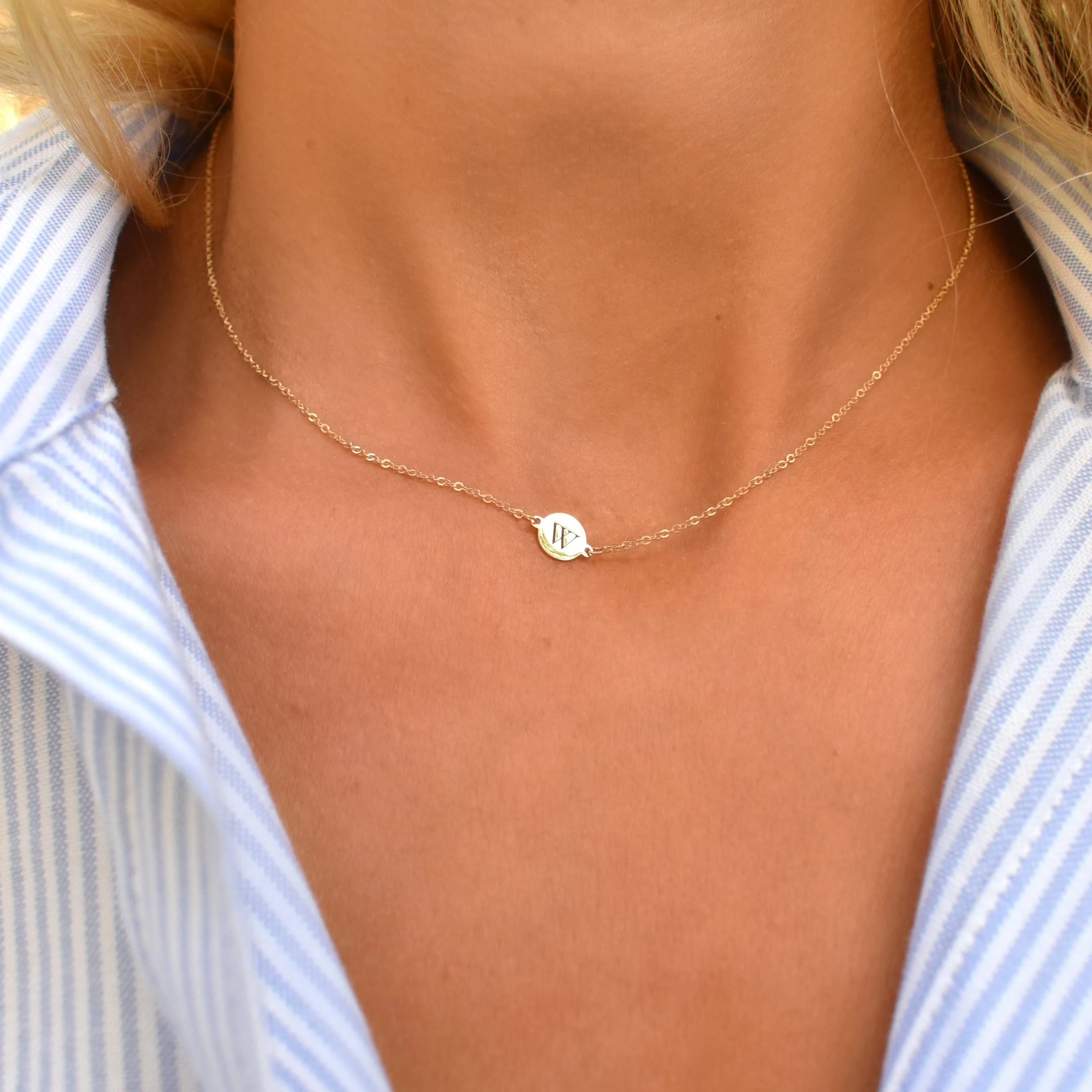 Letter W Necklace in 14k Gold - Image 3