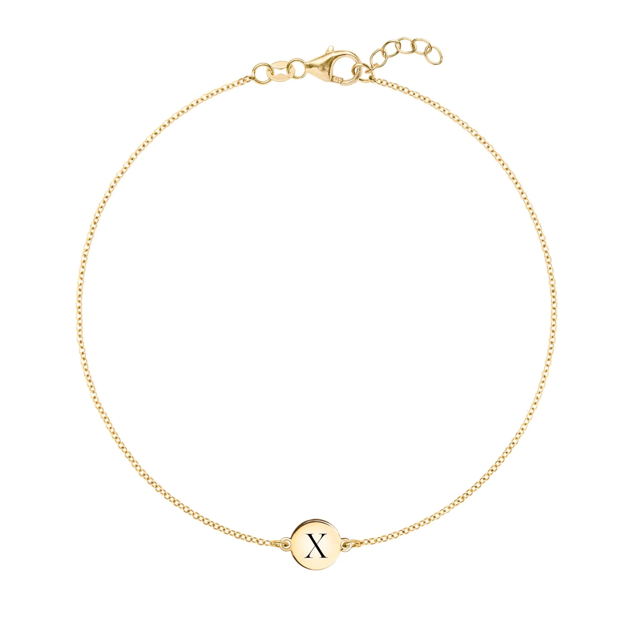 Letter X Bracelet in 14k Gold