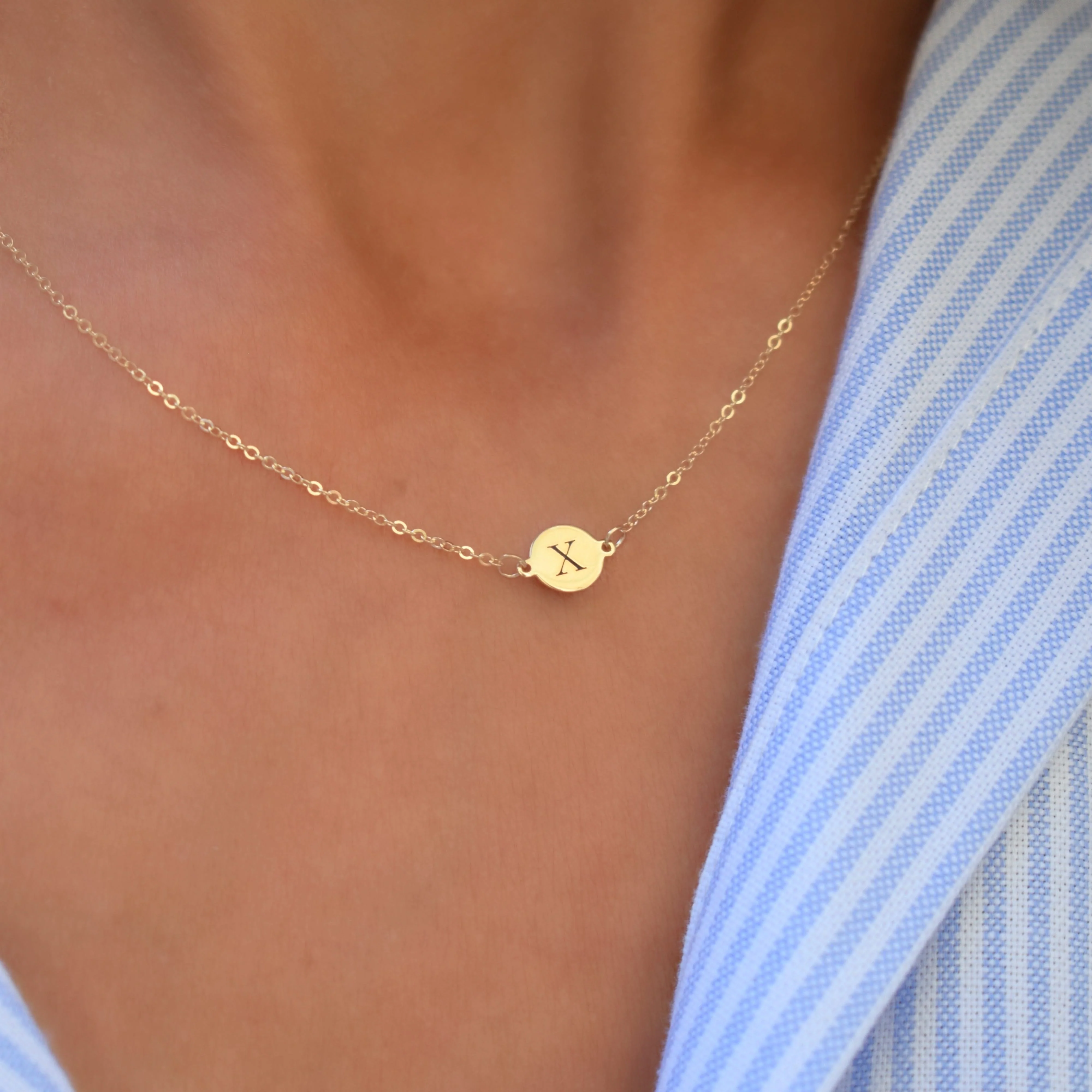 Letter X Necklace in 14k Gold - Image 3