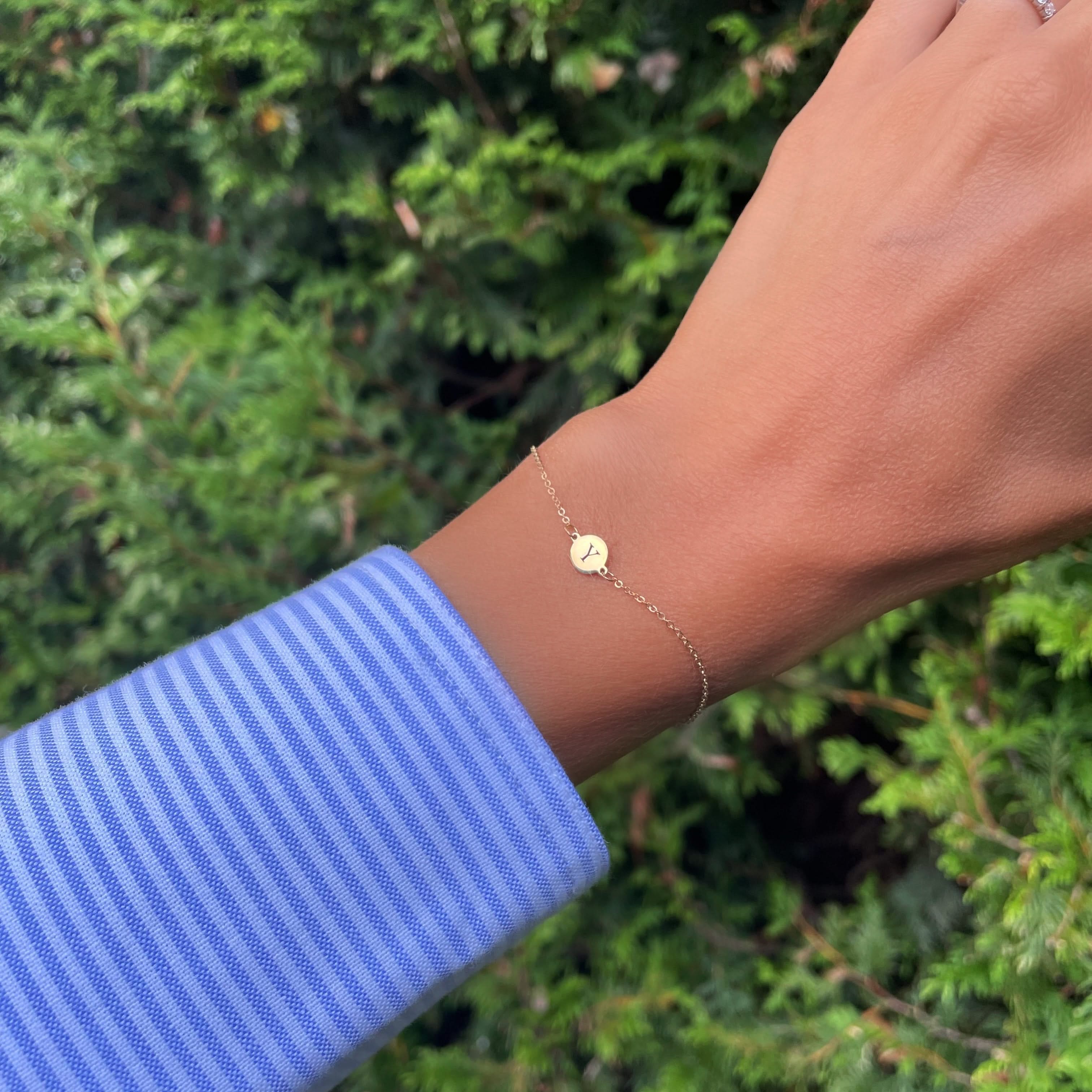 Letter Y Bracelet in 14k Gold - Image 2