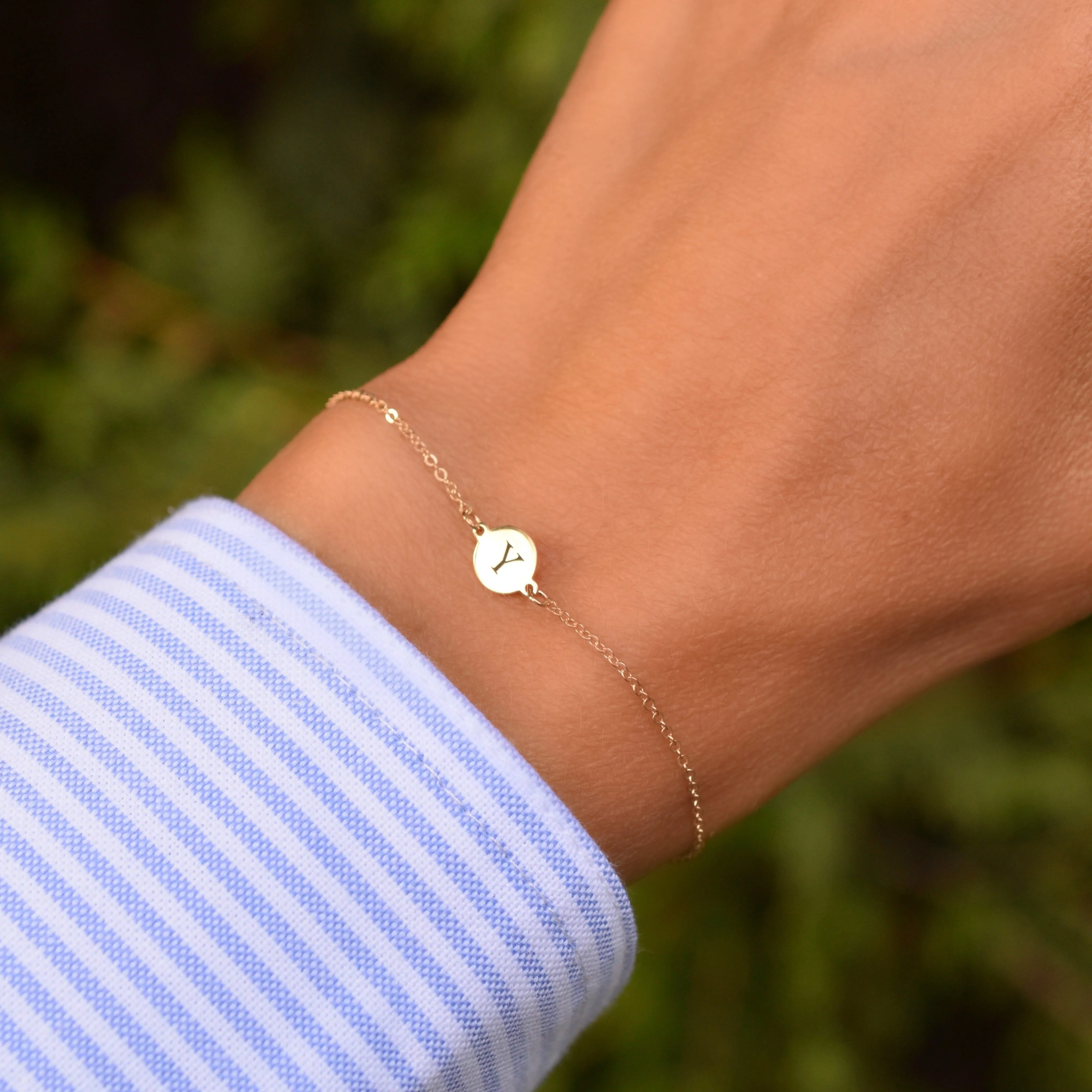 Letter Y Bracelet in 14k Gold - Image 3