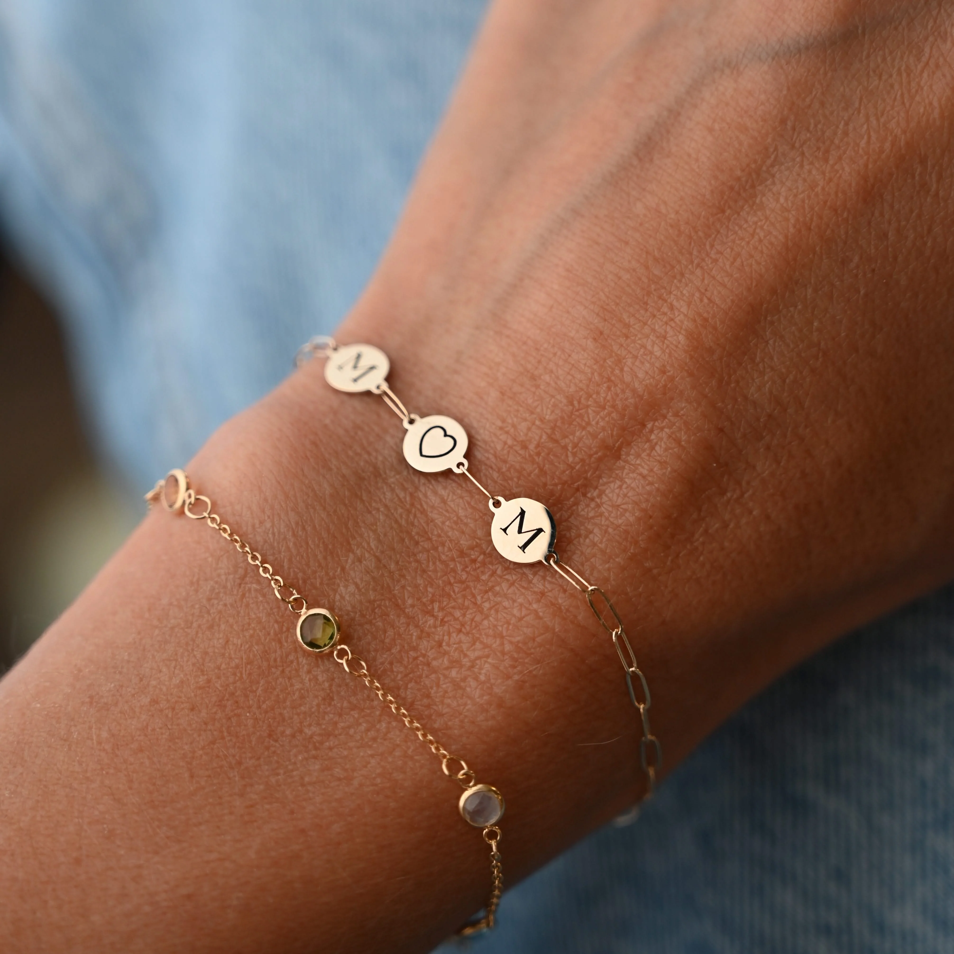 Mom Heart Bracelet on Adelaide Mini in 14k Gold - Image 2