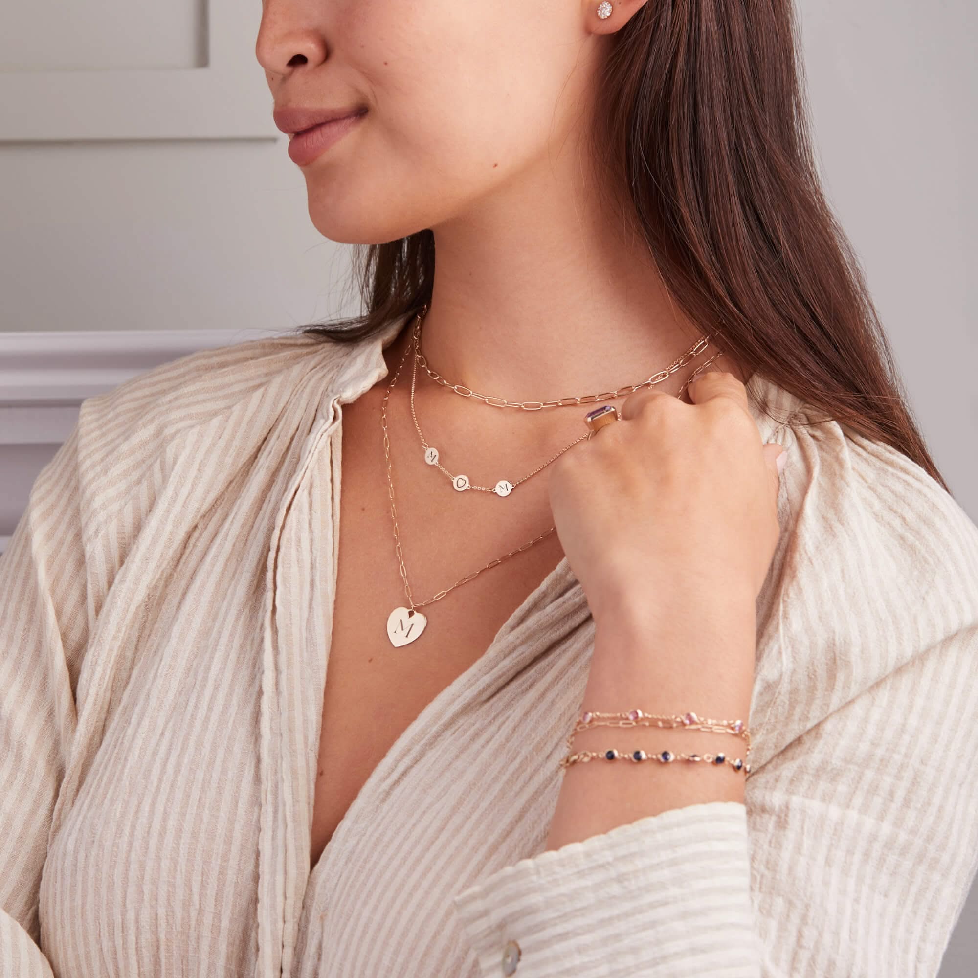 MOM Heart Necklace in 14k Gold - Image 2